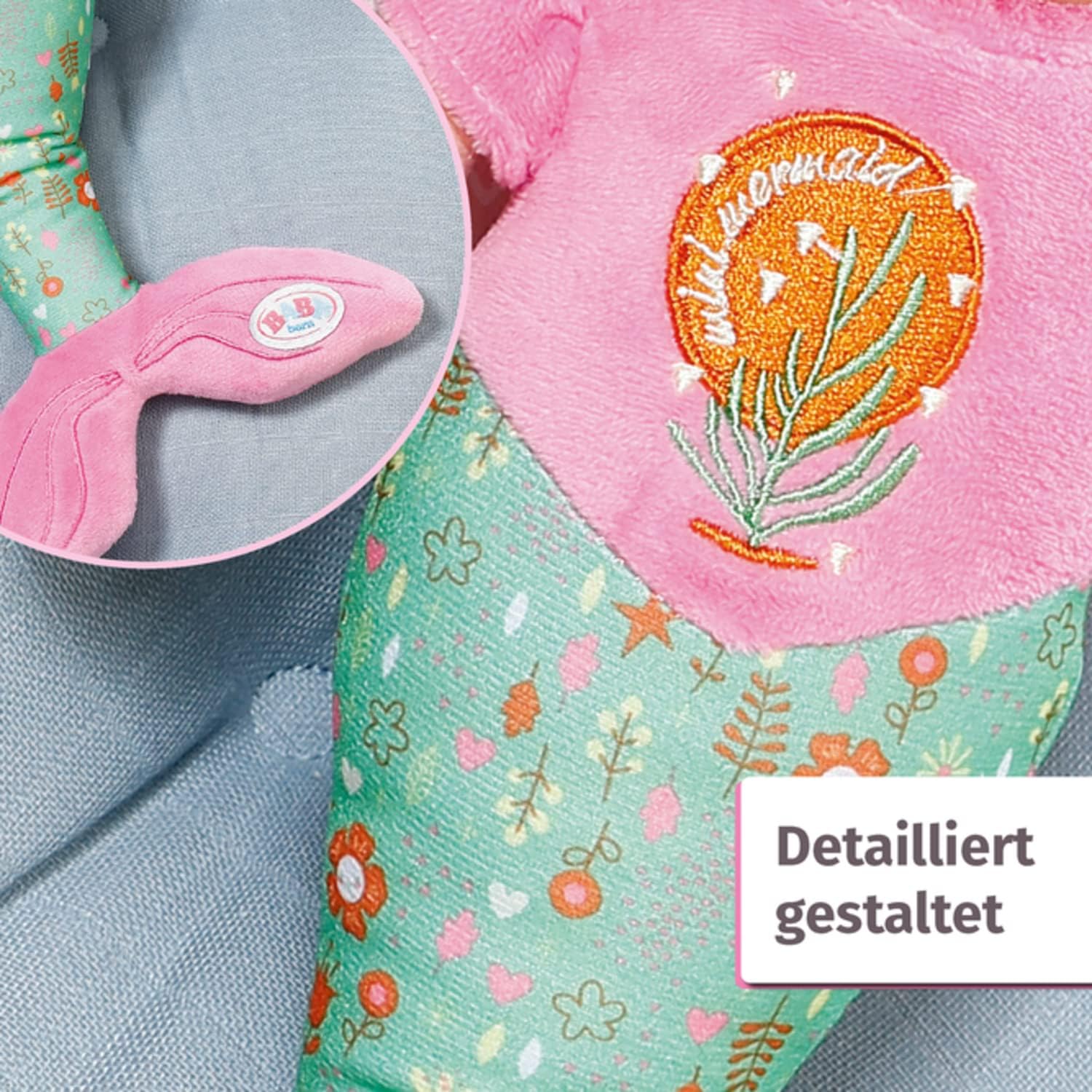 Detalle de BABY born Meerjungfrau for babies – waschbare Stoffpuppe, 33 cm, weicher Vinylkopf von Zapf Creation