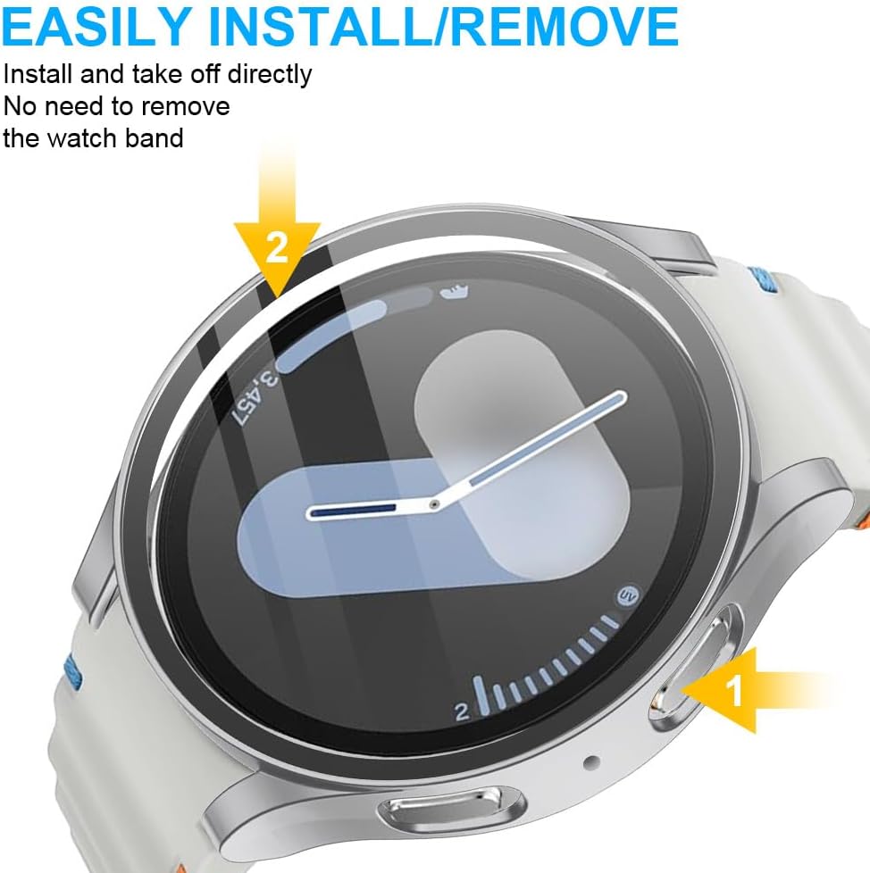 Thumbnail 3 de OFFCUP Case with Screen Protector for Samsung Galaxy Watch 7 44mm (2 Pack) – Silver