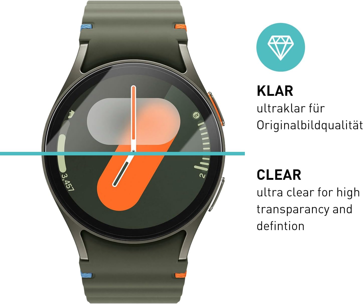 Detalle de SmarTect Glass Screen Protector for Samsung Galaxy Watch 7 40mm, 3-Pack, 9H