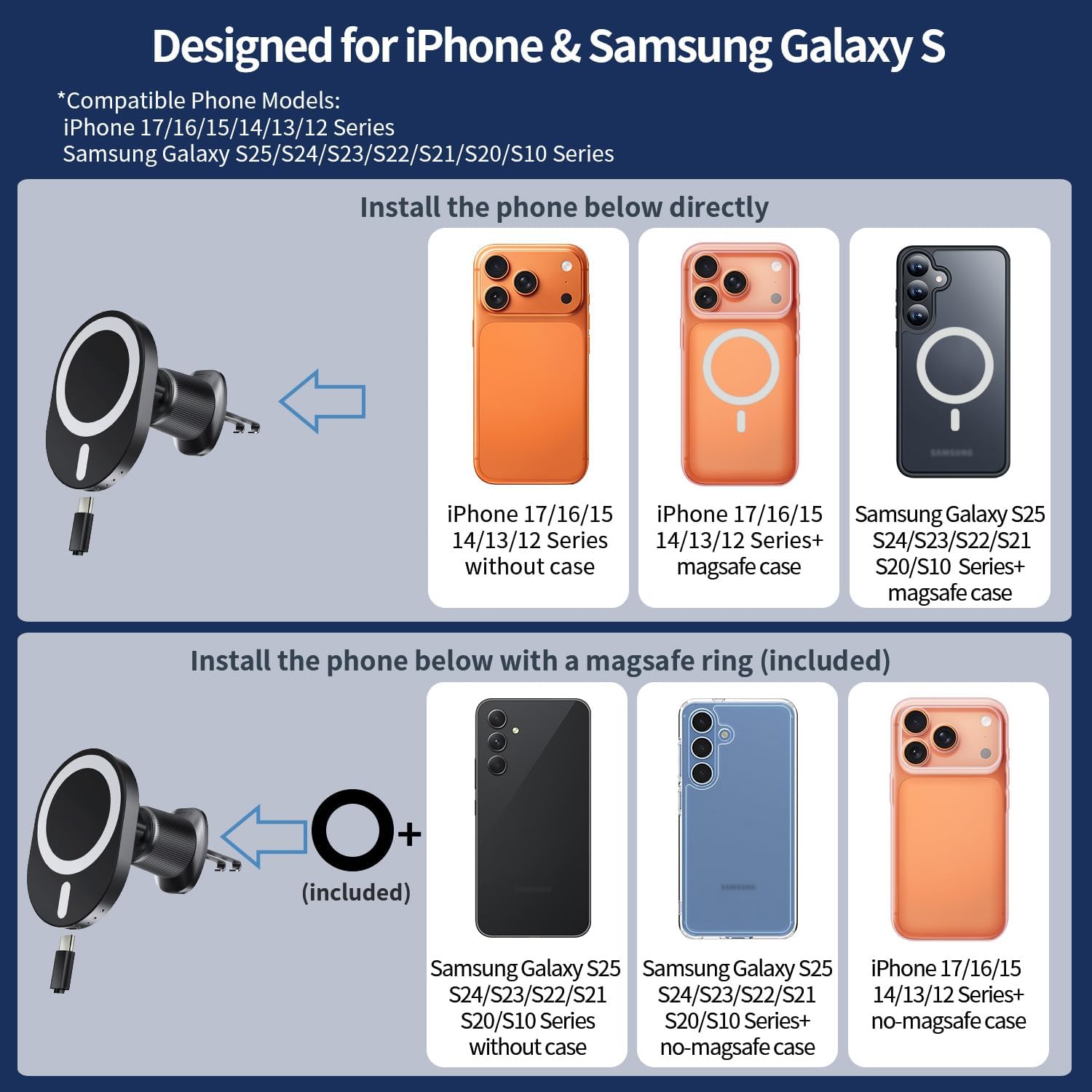 Thumbnail 1 de Mag-safe Car Charger Mount 15W wireless car charger