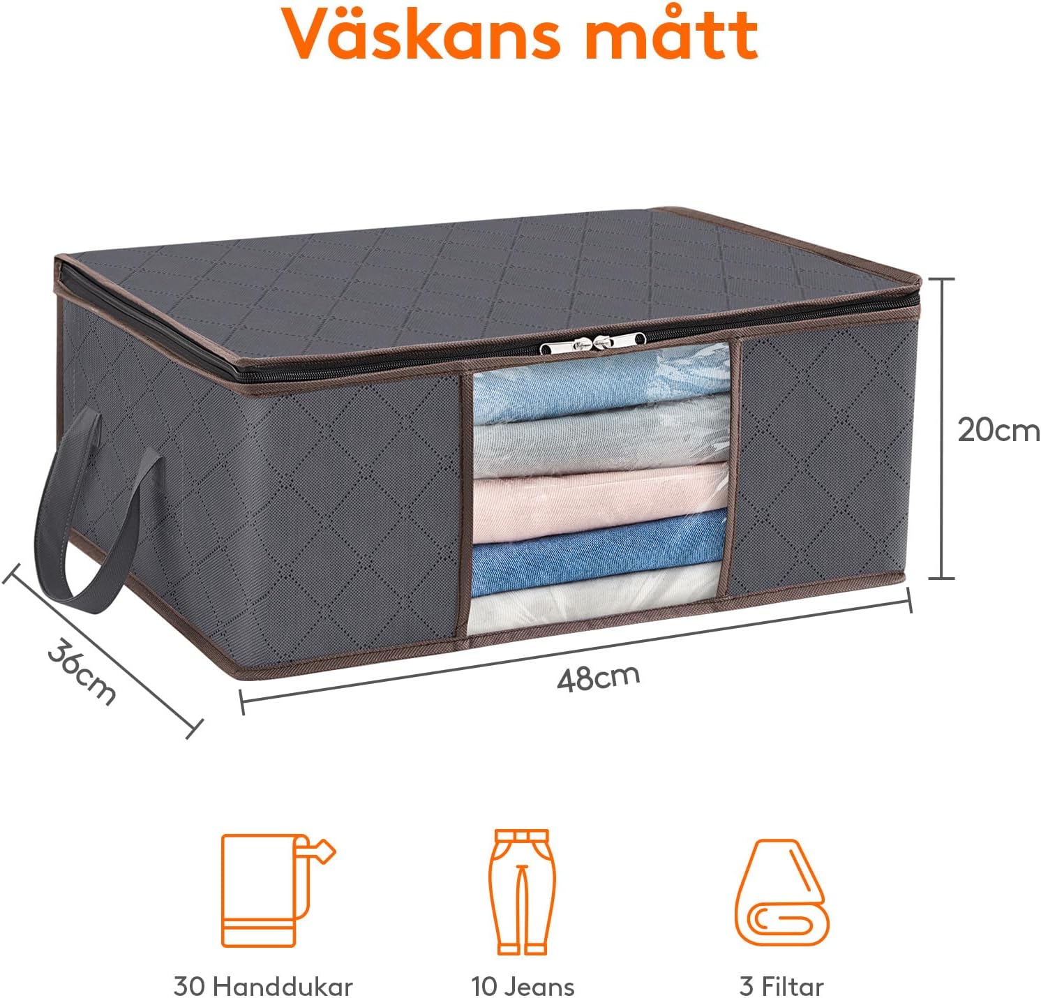Detalle 2 de Lifewit LF230205 förvaringslådor, 35 liter, vikbara med fönster, 6-pack