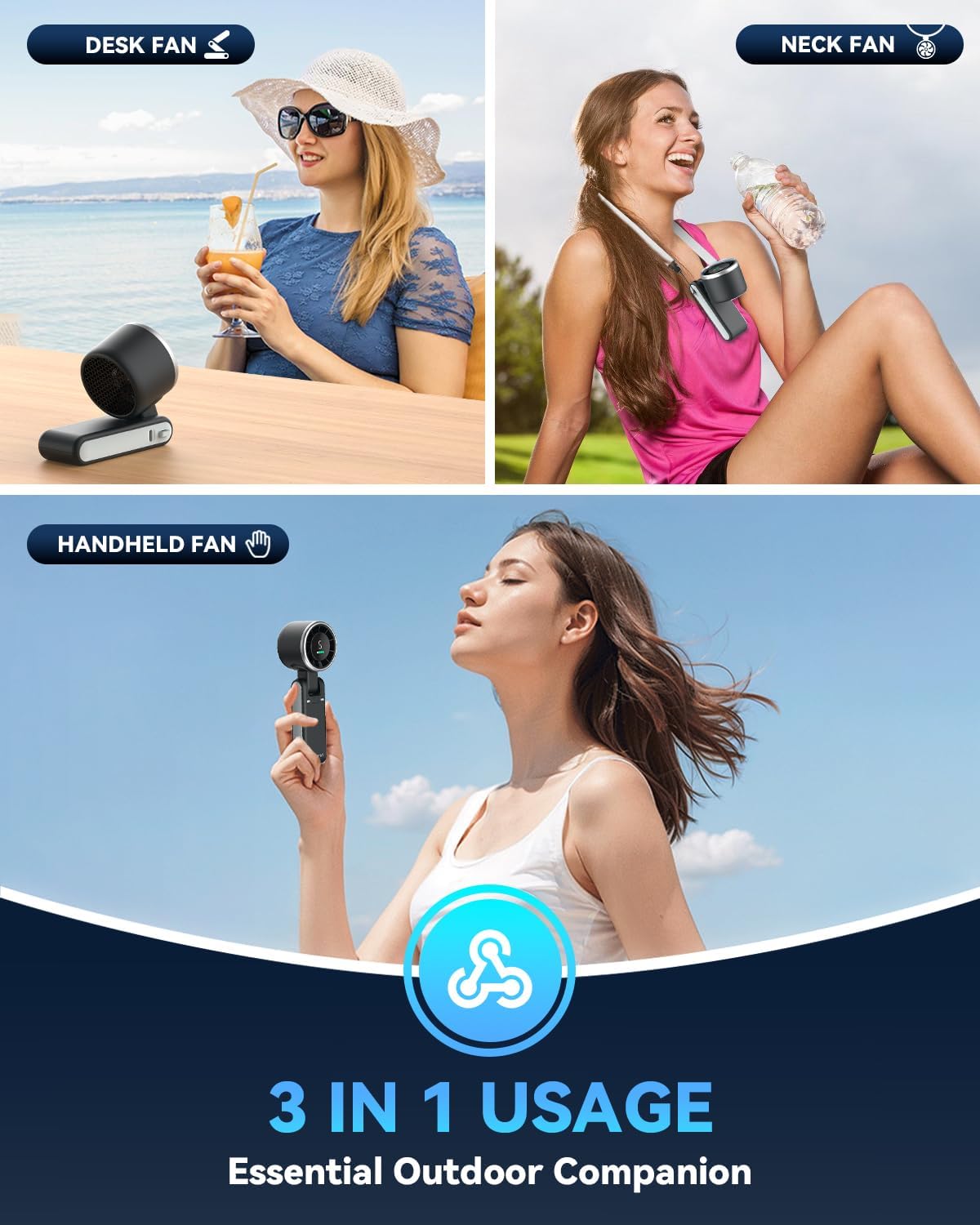 Detalle 2 de PlayHot Portable Handheld Turbo Fan 5 Gear Wind