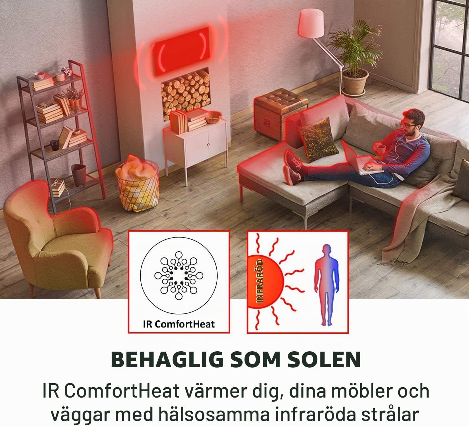 Detalle de Klarstein Wonderwall Air Art Smart infravärmare 700 W med appstyrning