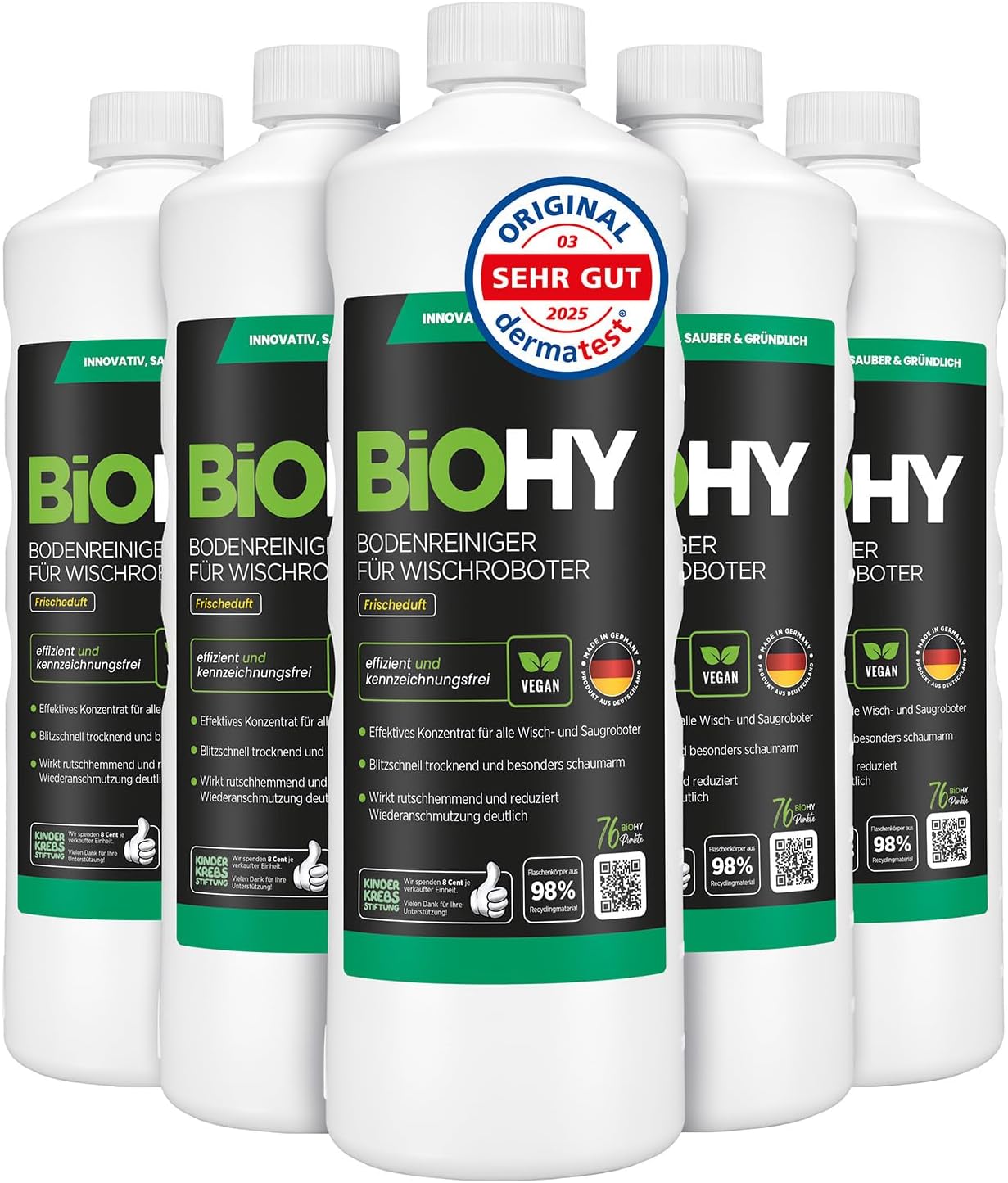 Detalle de BIOHY vloerreiniger voor robotstofzuigers, concentraat 1:200, 6 x 1 liter