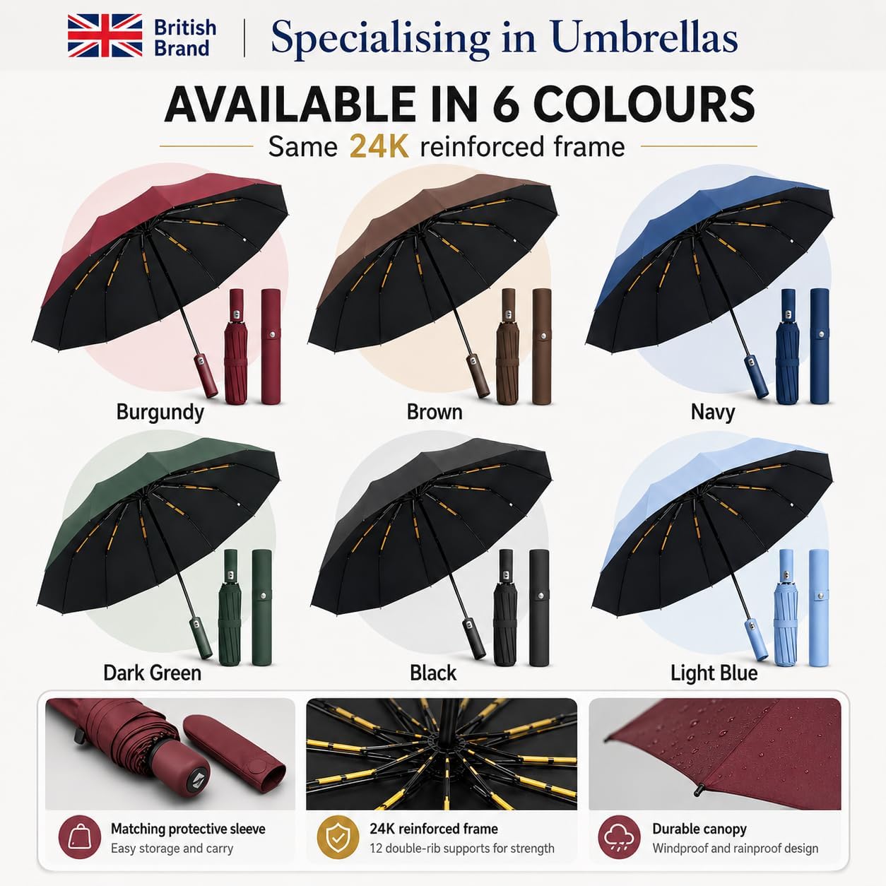 Thumbnail 6 de Exquisgoods 24K Windproof Travel Umbrella 24 ribs