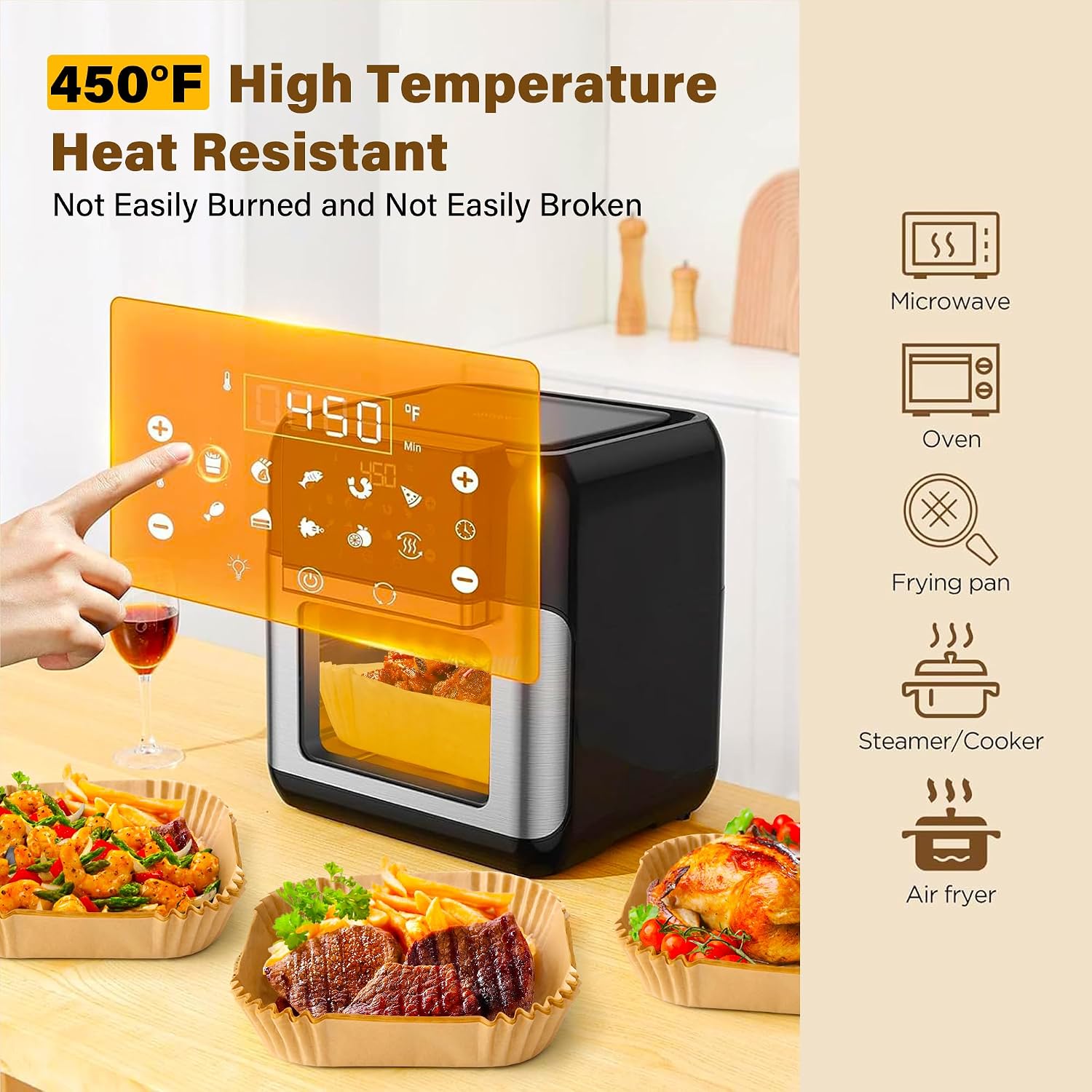 Thumbnail 3 de 125Pcs Unbleached 8" Air Fryer Liners