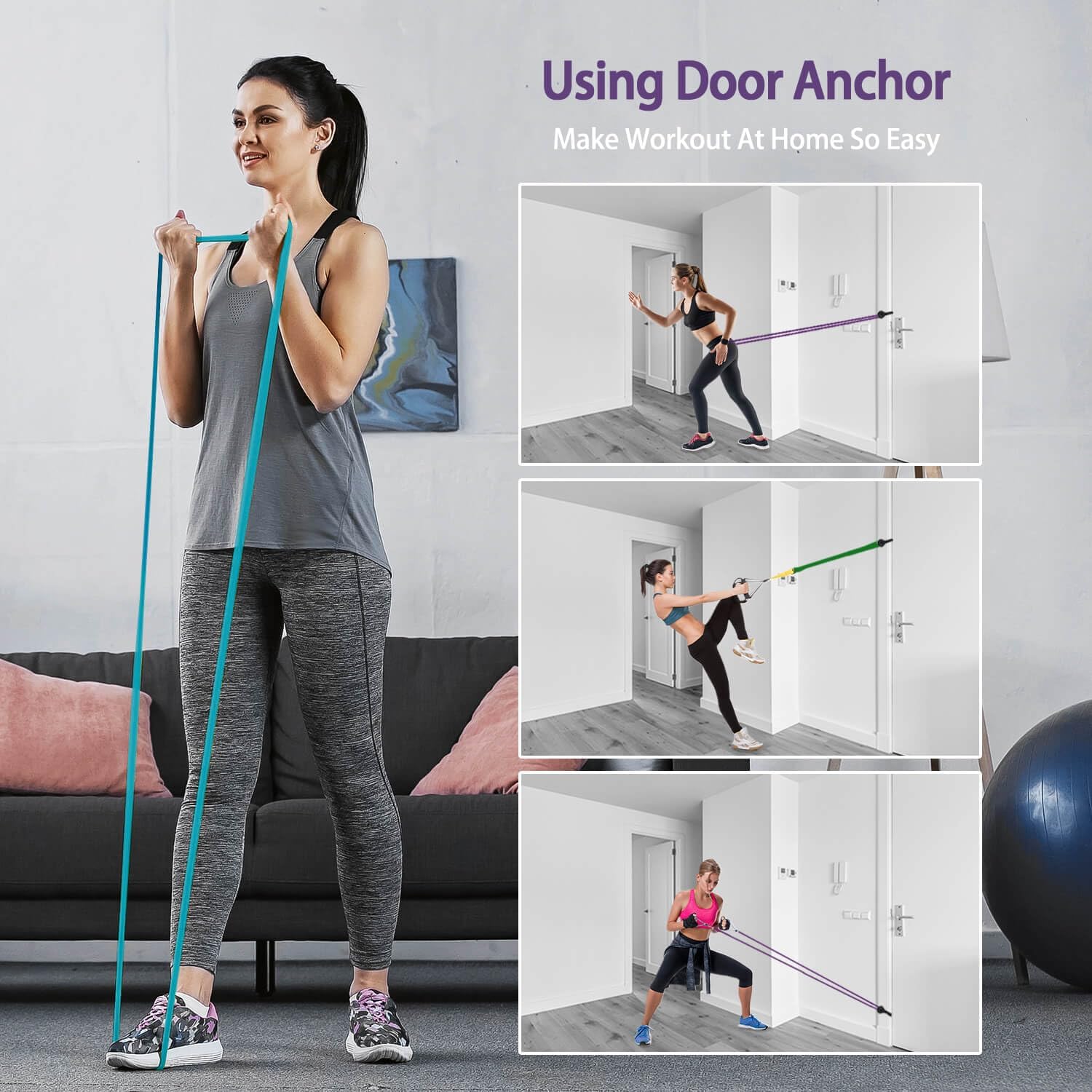 Thumbnail 4 de AUVIM Widerstandsbänder Set – 3 Stufen für Krafttraining, Stretching und CALIS-Training (Türanker inklusive)