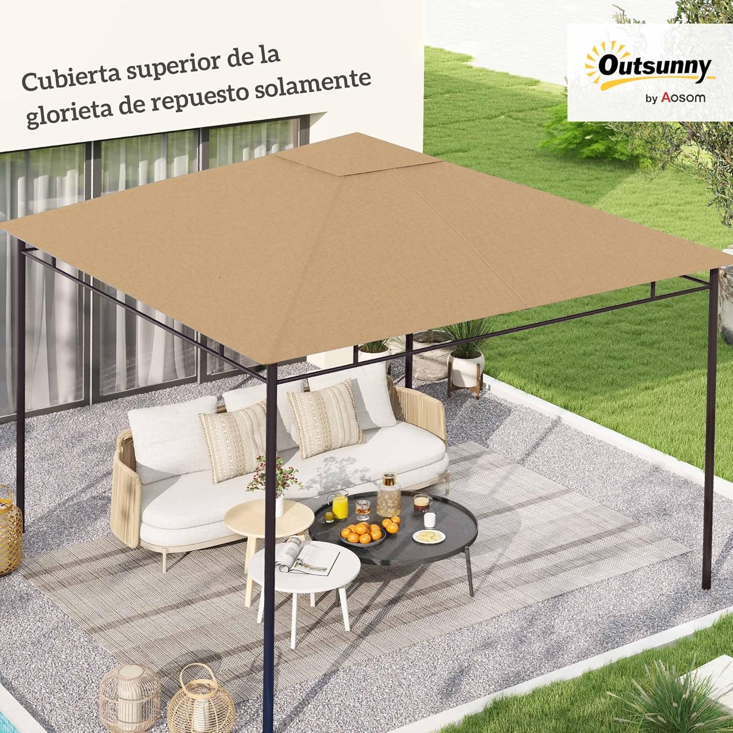 Thumbnail 1 de Outsunny techo de repuesto 300x300 cm cenador beige