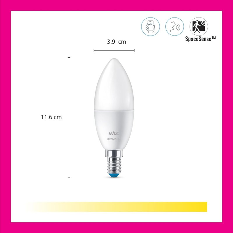 Detalle de WIZ 2x Bombilla Vela Inteligente Wi‑Fi RGBW 40 W E14