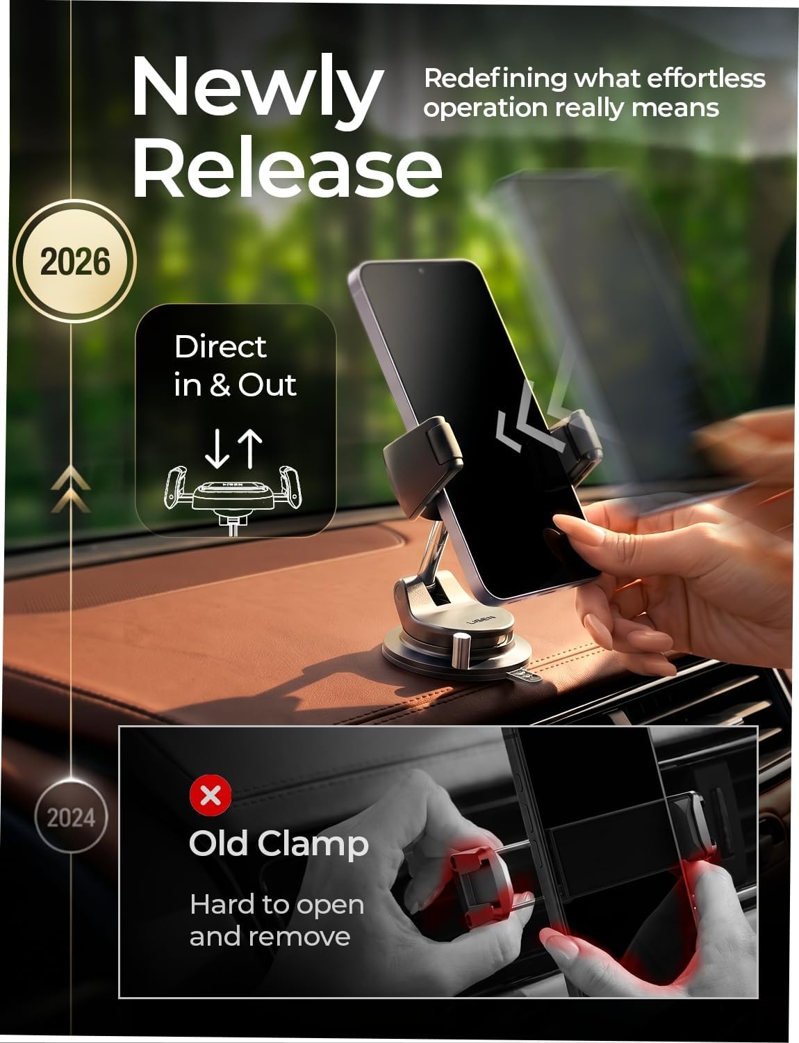 Thumbnail 6 de LISEN Suction Phone Mount (Auto-Adjusting, One-Touch Vacuum Holder) for Car Dash