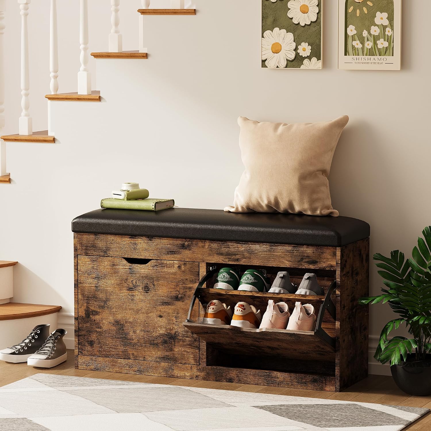 Detalle de Astimey Shoe Storage Bench, 40-Inch