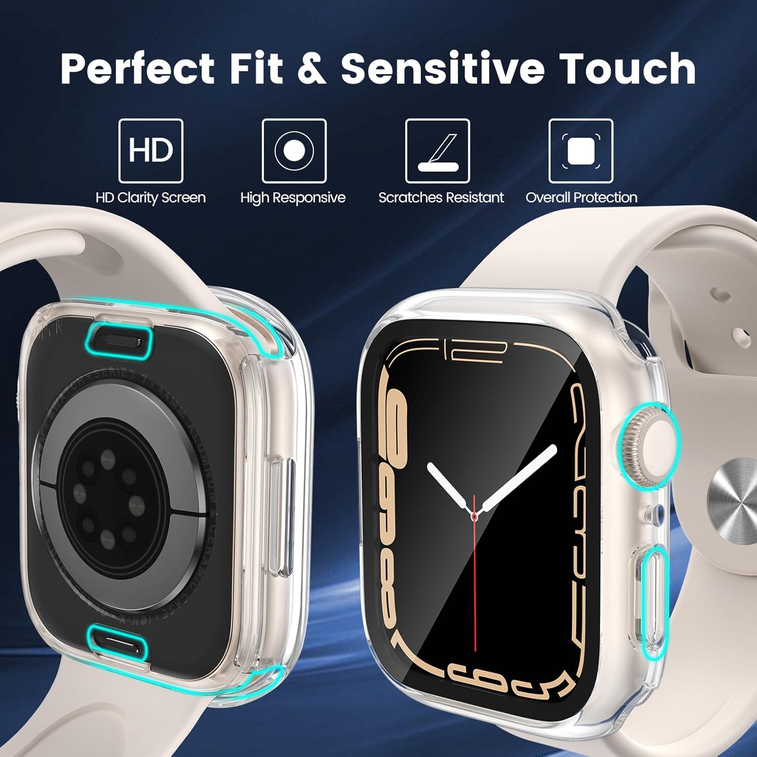 Thumbnail 4 de HWeggo 2 in 1 Waterproof Case for Apple Watch 41mm (Series 9/8/7) – Clear Front & Back Bumper