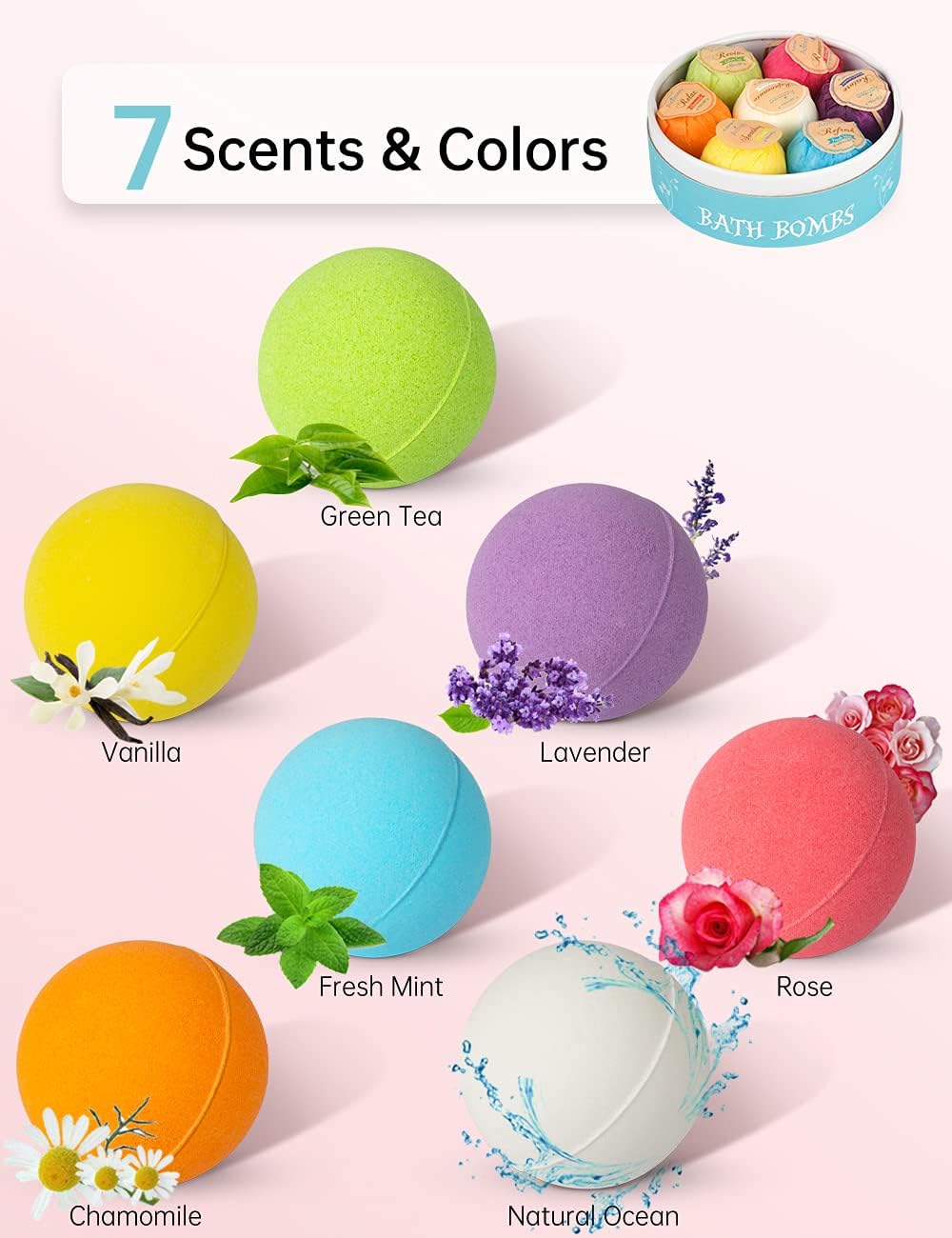Detalle de Aofmee Bath Bombs Gift Set 7pcs