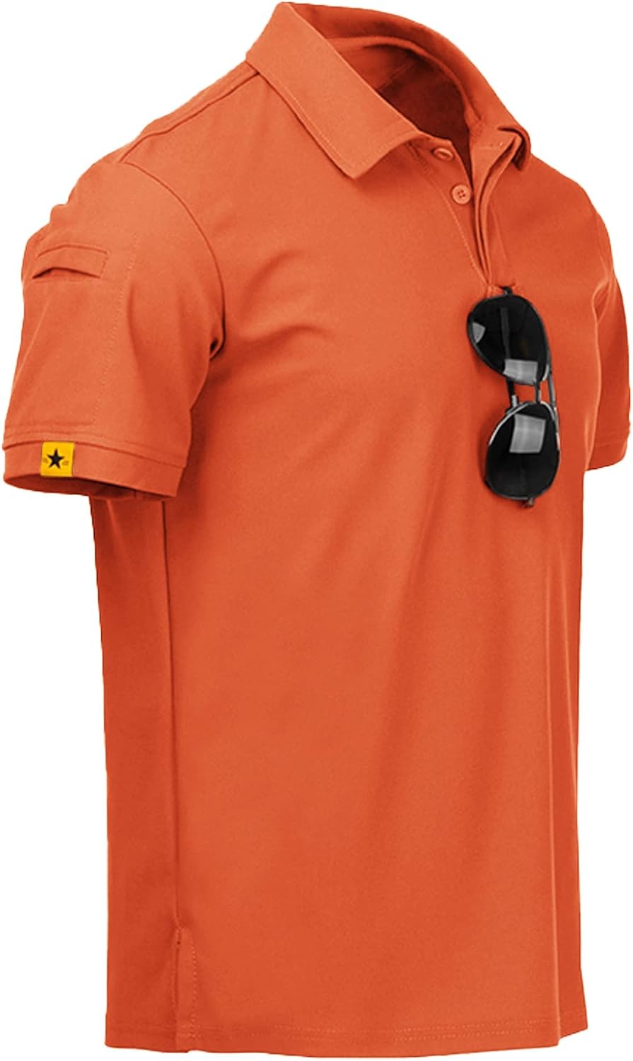 Detalle de ZITY Men's Polo Shirt with Ring Buckle & Sleeve Pocket – Breathable, Flexible Golf & Casual Polo