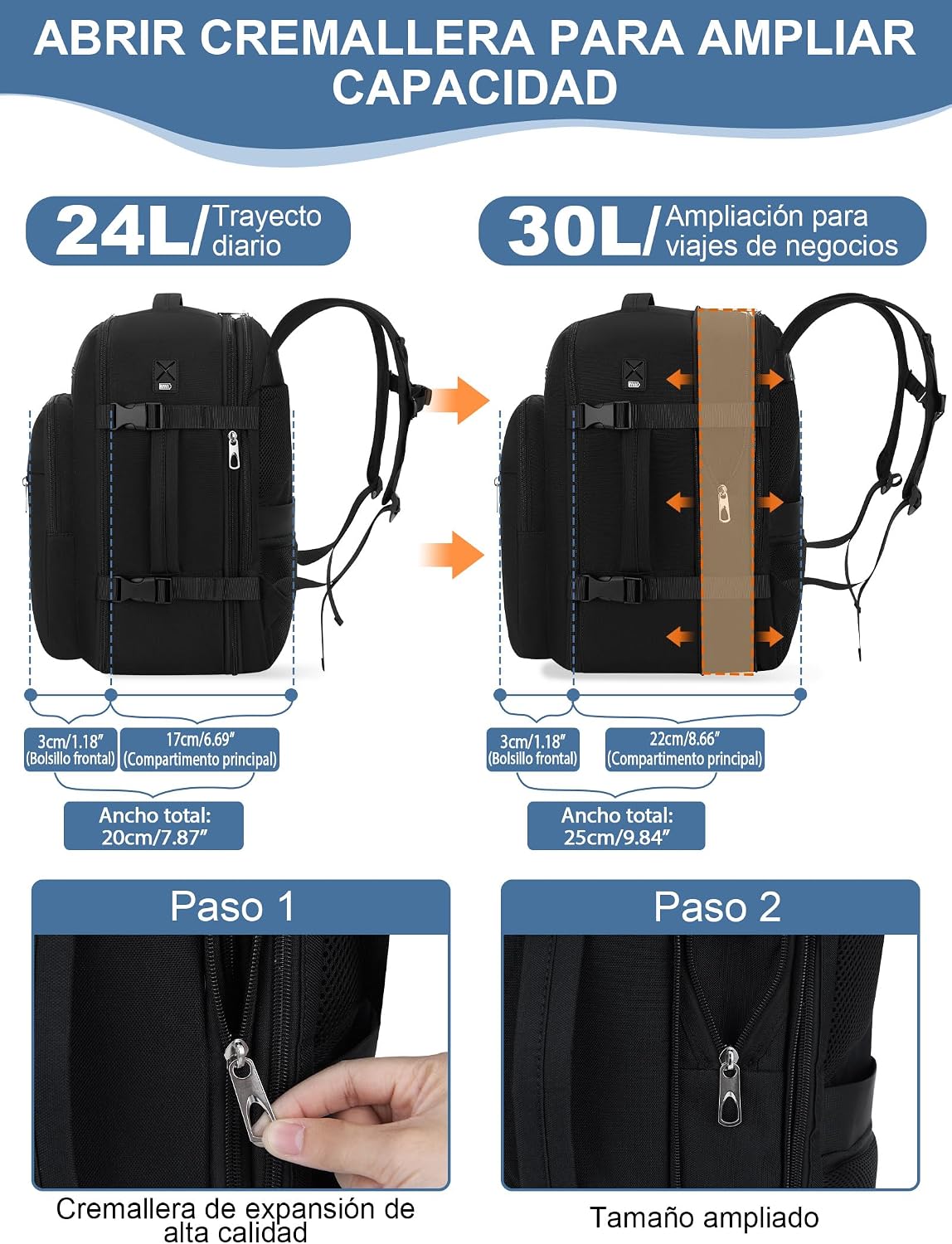 Thumbnail 2 de YOKGO Mochila Viaje Cabina 40x30x20 Expandible 30L