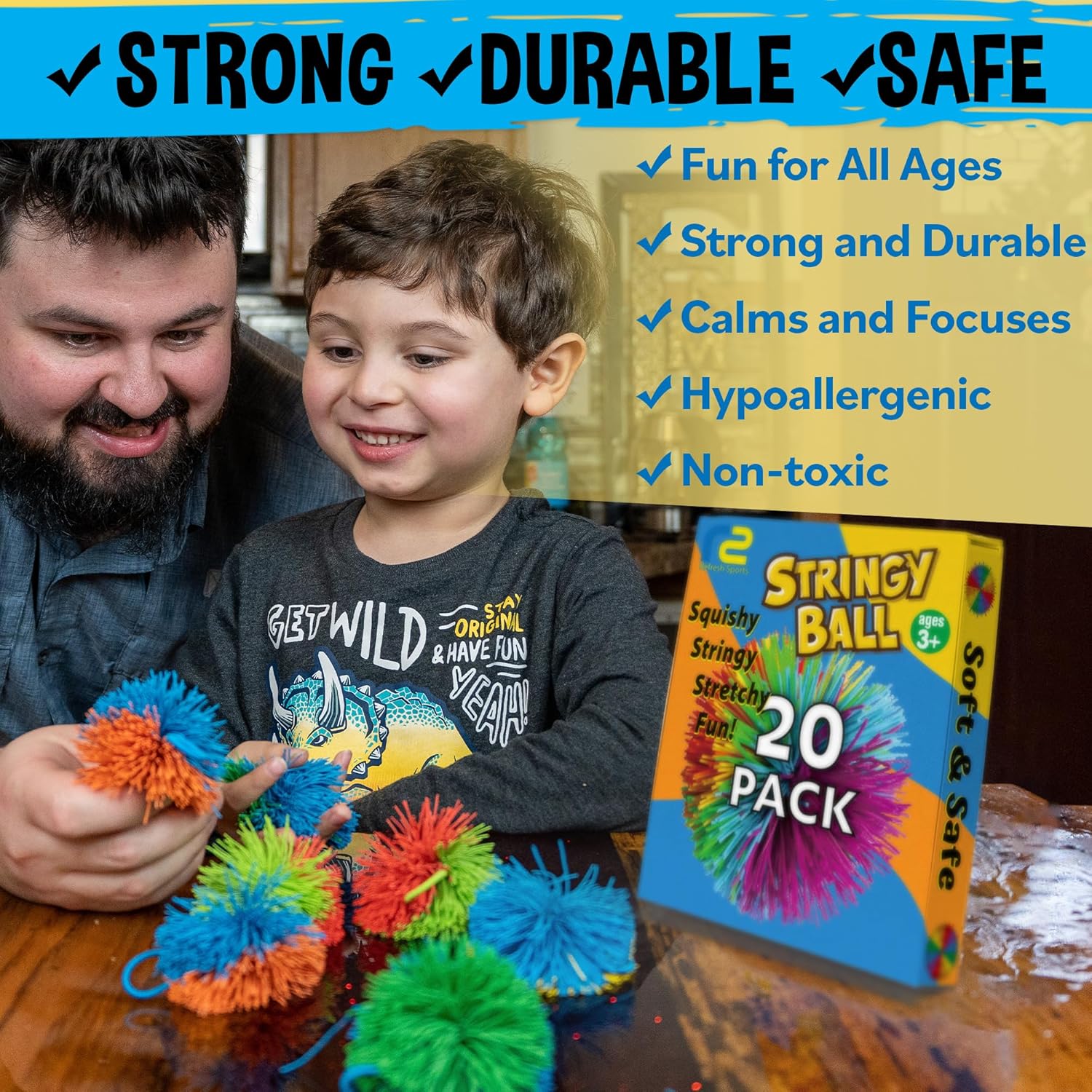 Detalle 2 de Stringy Balls 20 Pack Sensory Fidget Toy