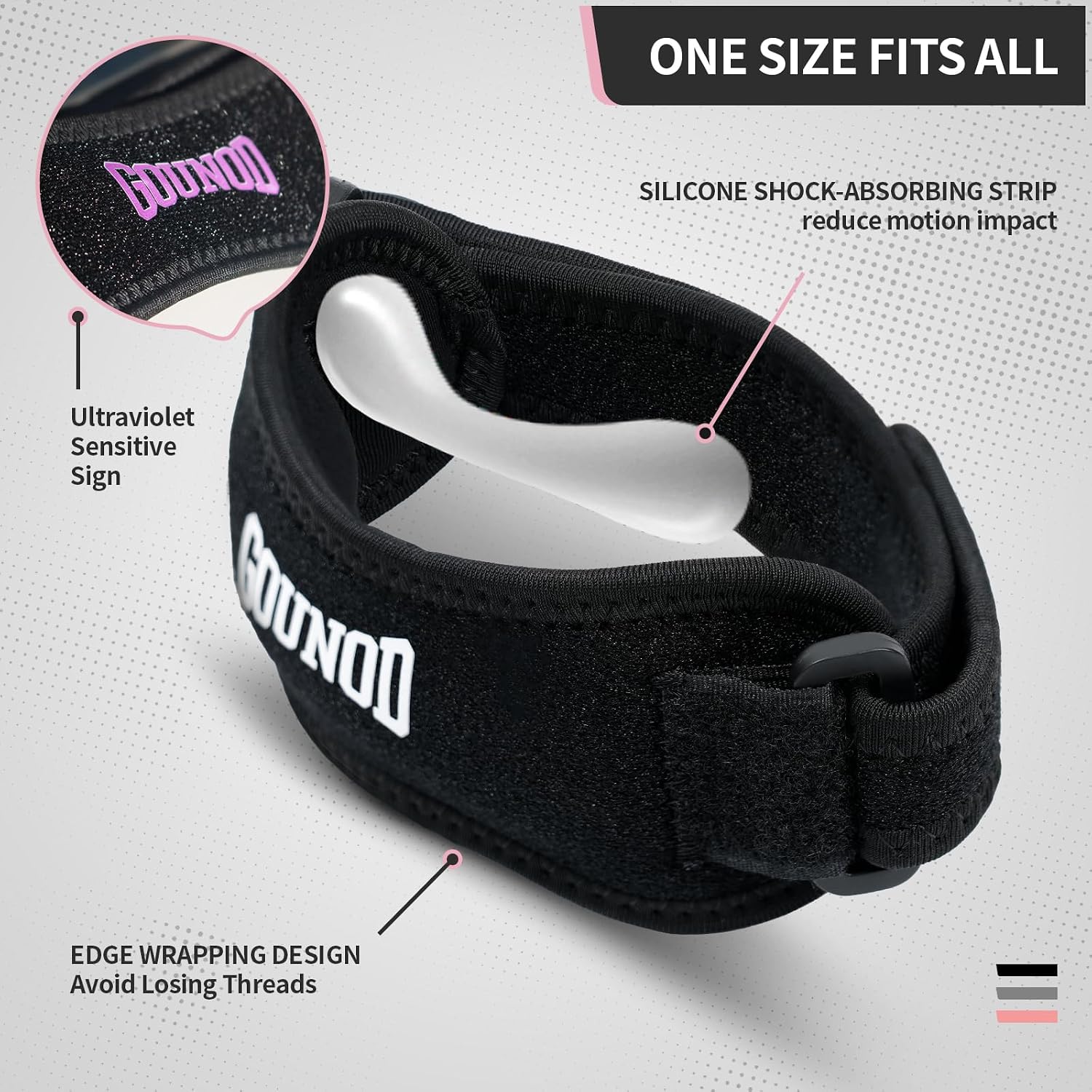 Detalle 2 de GOUNOD HJ089 Patella Tendon Straps, 2-Pack with Adjustable Silicone Gel Pad