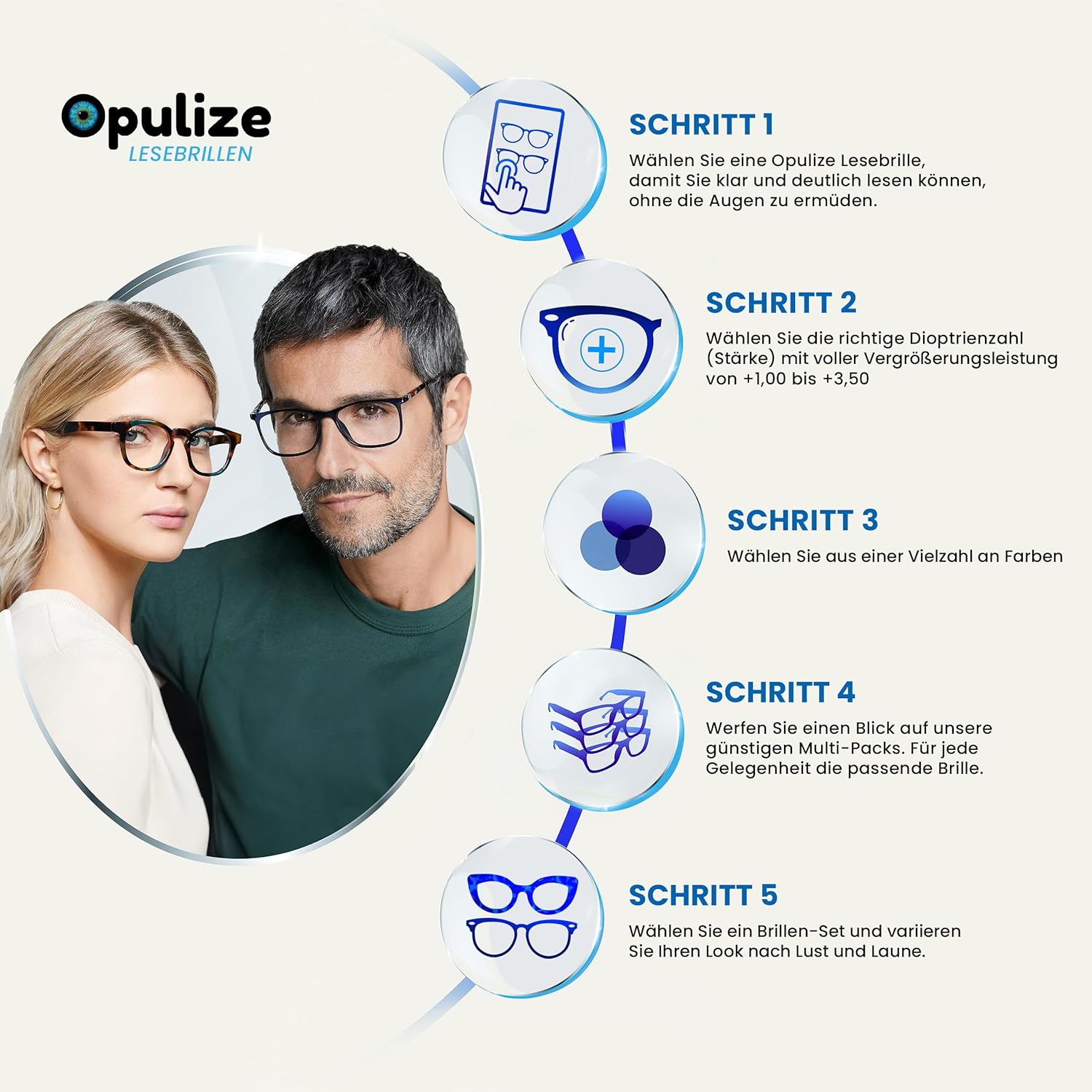 Thumbnail 5 de OPULIZE SEE Blaulichtfilter Lesebrille – 2er-Pack, Rechteckrahmen, Federscharnier, UV400 Schutz