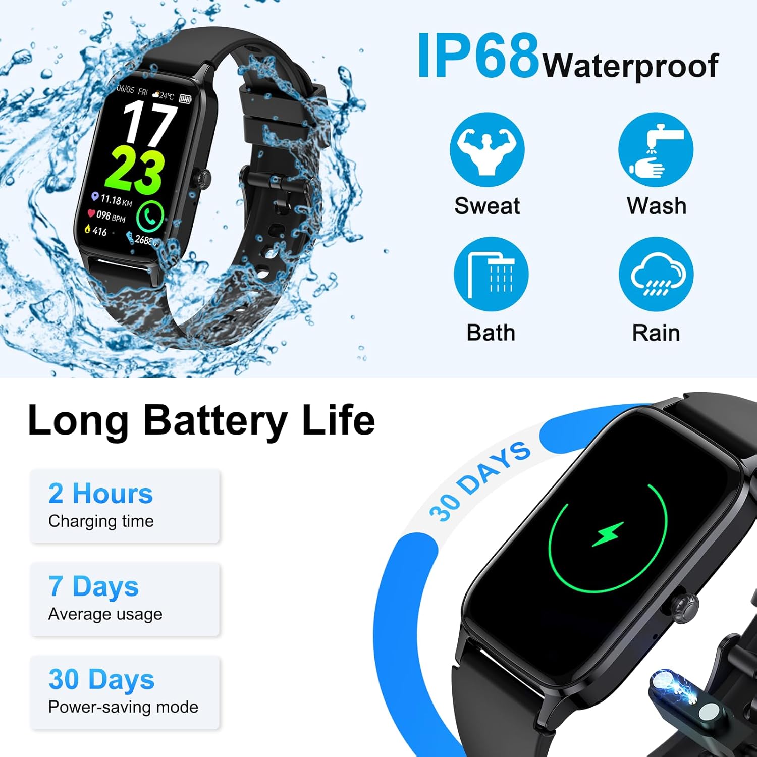 Thumbnail 5 de Soudorv Smartwatch Herren Damen mit 1,57" HD-Display, Anruffunktion, 110+ Sportmodi und IP68