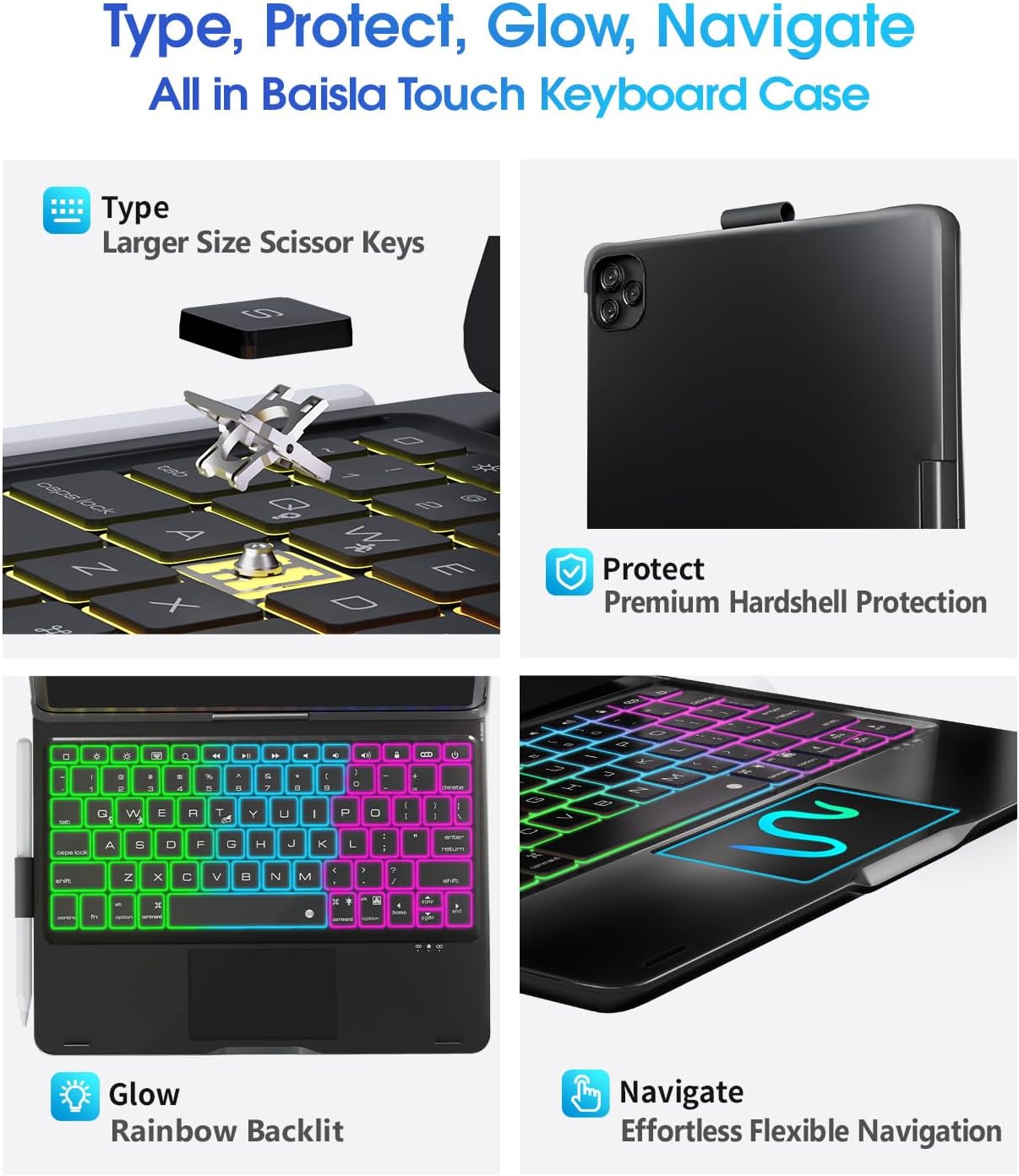 Detalle 2 de Baisla iPad Case with Keyboard 500mAh 🔑