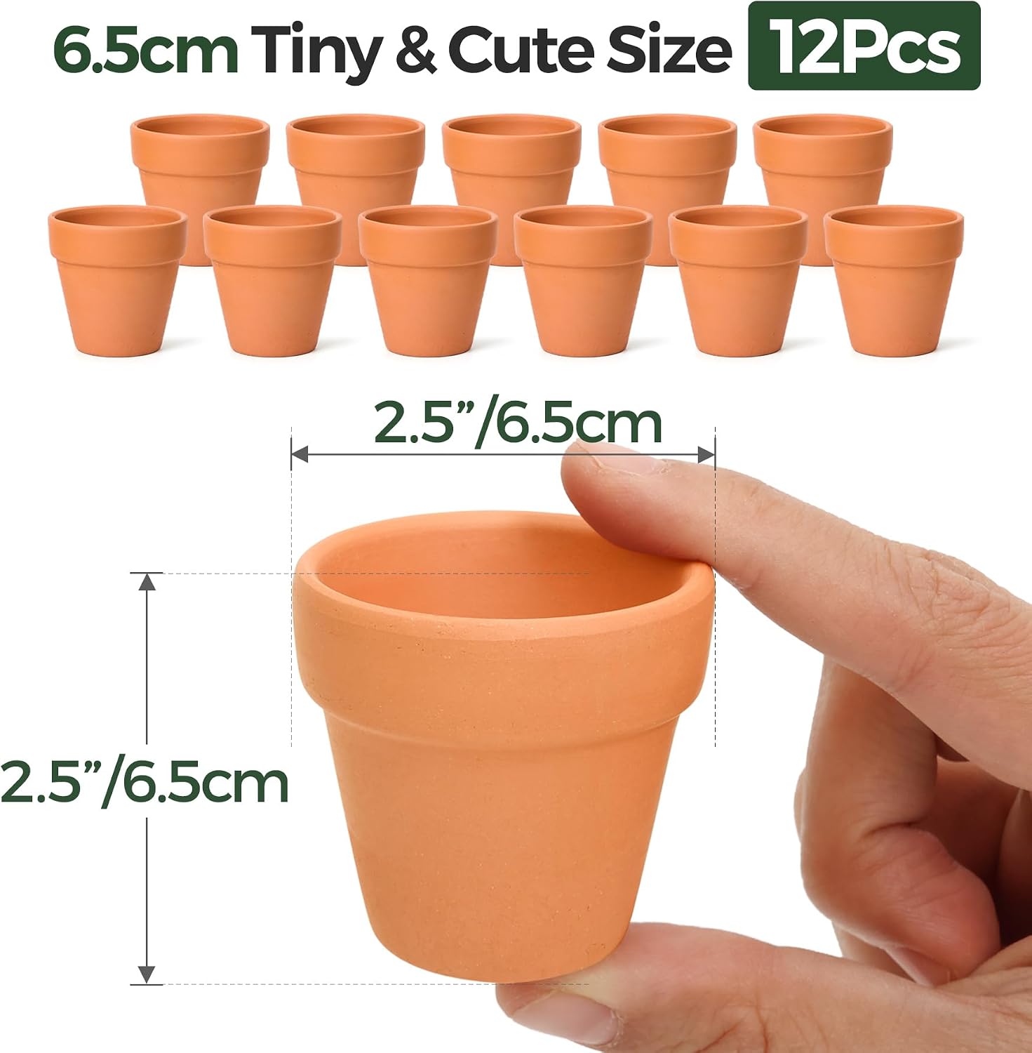Detalle 2 de T4U 6.5cm Terracotta Plant Pots 12 Pcs 🌱