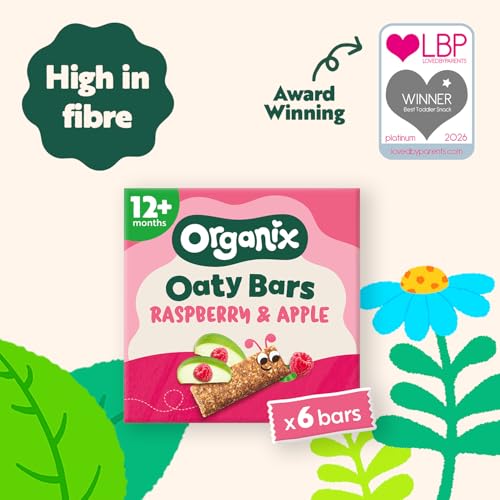 Detalle de Organix Raspberry & Apple Oaty Snack Bars – 6 Boxes of 6 x 23 g