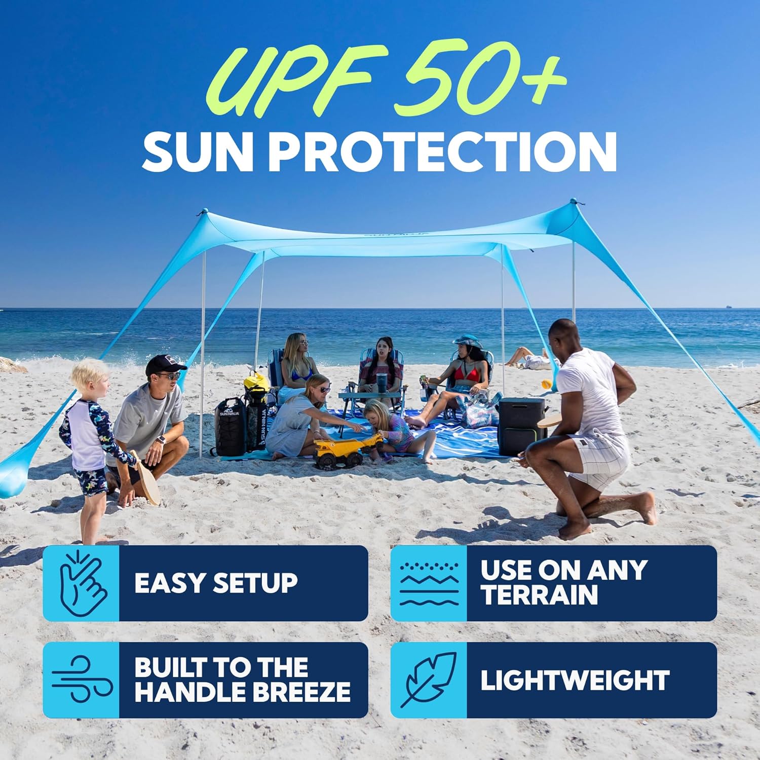 Thumbnail 2 de SUN NINJA Beach Tent Sun Shelter UPF 50+ Easy Pop-Up Canopy