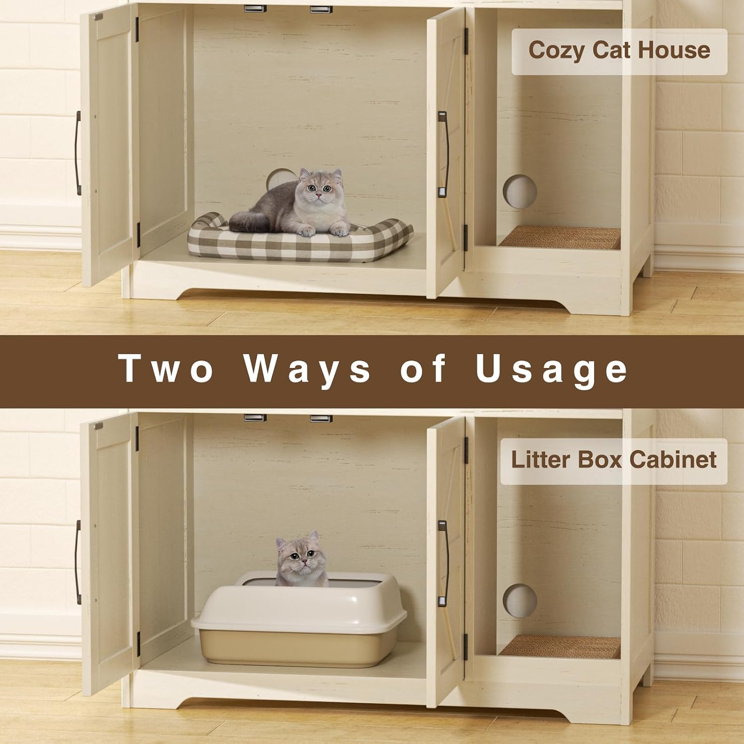 Detalle de Halitaa Cat Litter Box Enclosure, White