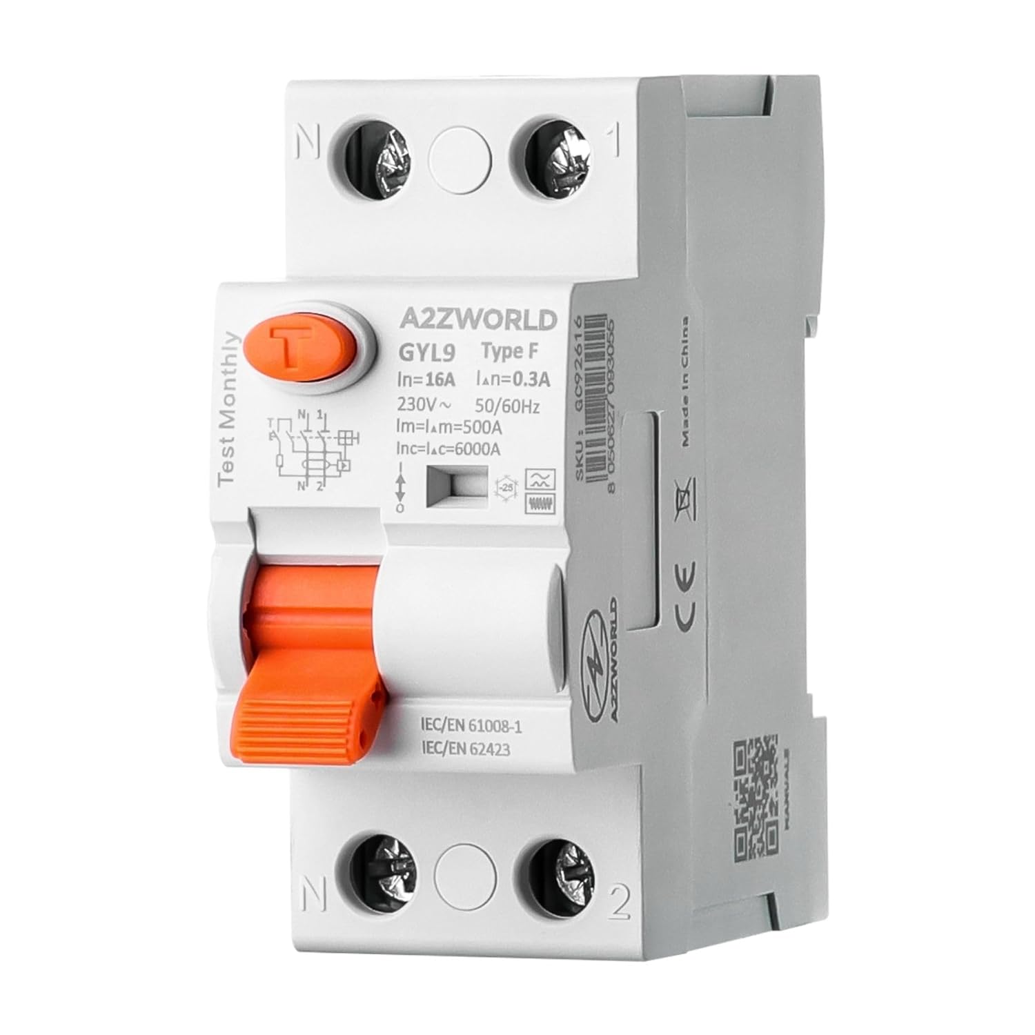 Detalle de Interruttore Differenziale Puro Salvavita Tipo F 40A, 1P+N, 6kA, 300mA, 2 Moduli DIN