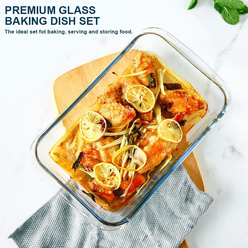 Detalle de 8-Piece Deep Glass Baking Dish Set with Lids