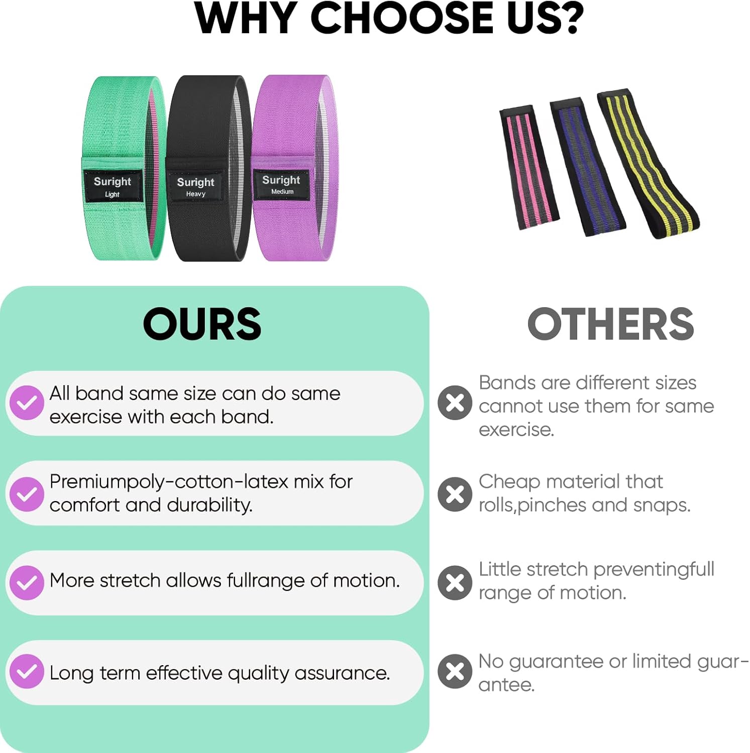 Thumbnail 4 de Suright Resistance Bands 3-piece fabric booty bands 🏋️♀