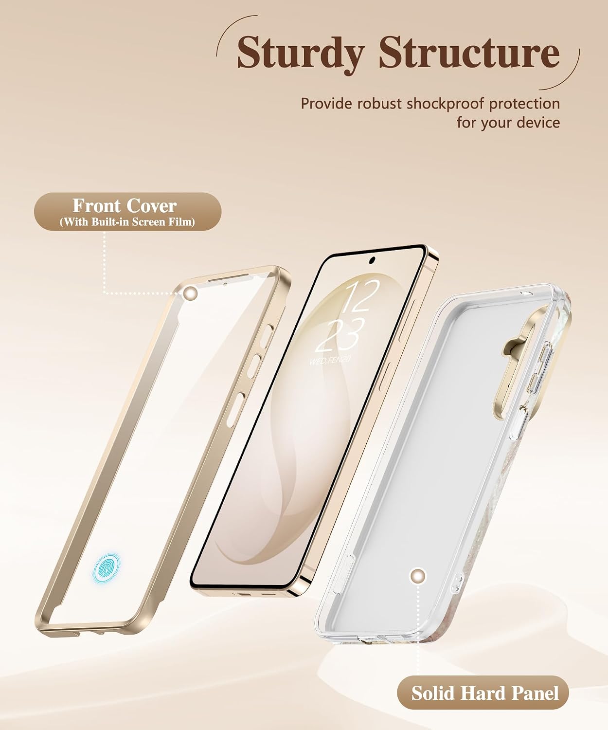Thumbnail 6 de GVIEWIN Marble Case for Samsung S26 Plus with Slide Camera Cover and HD Screen Protector