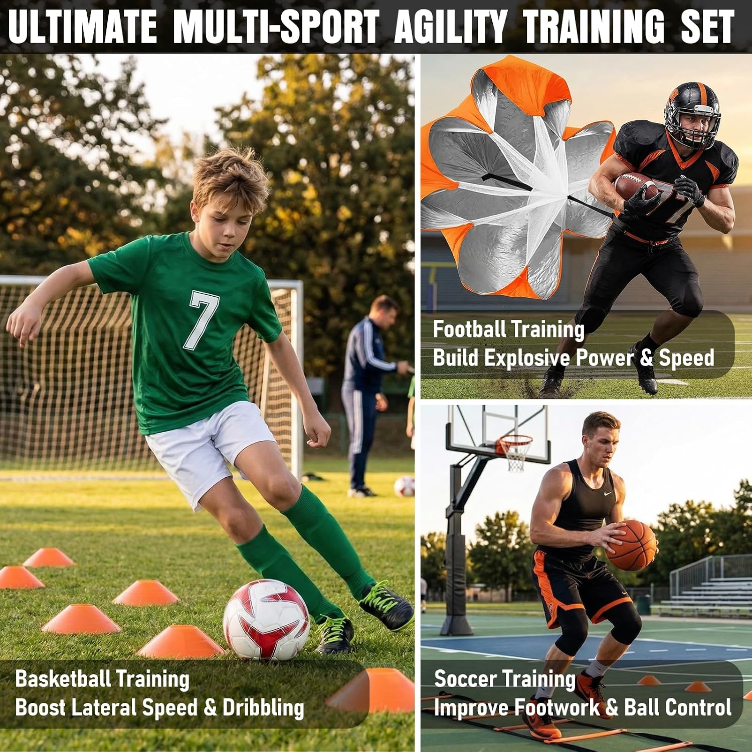 Detalle 2 de MUROZA Agility Ladder Orange Speed Training Set with 20-ft Ladder