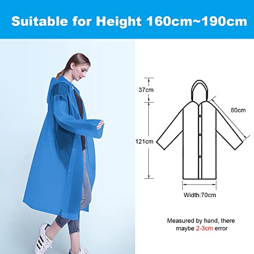 Detalle de Vicloon Chubasqueros Impermeable: Ponchos de lluvia EVA reutilizables, 2 piezas (Azul) para viajes y outdoor