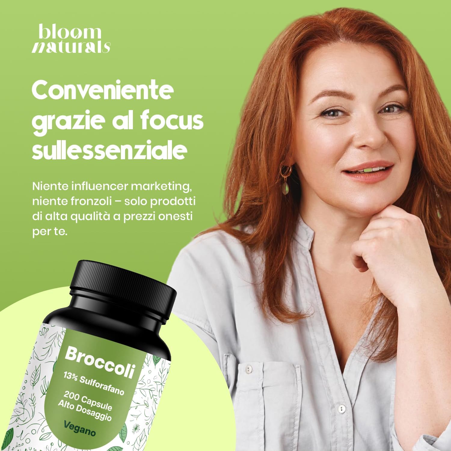 Detalle de Broccoli - Estratto di Broccoli 1000 mg con Sulforafano 130 mg (13%) - 200 Capsule Vegano, Prodotto in Germania