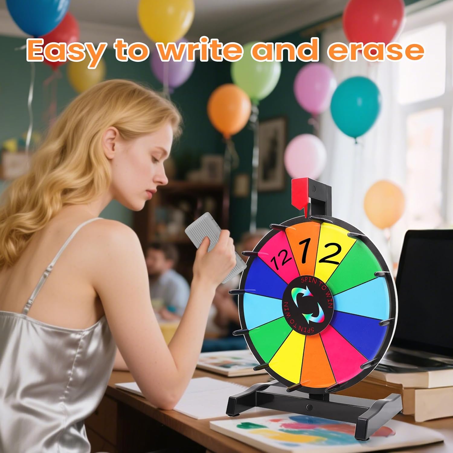 Thumbnail 4 de iElyiEsy Spinning Prize Wheel 12 Inch Tabletop with Stand (12 Colour Slots)