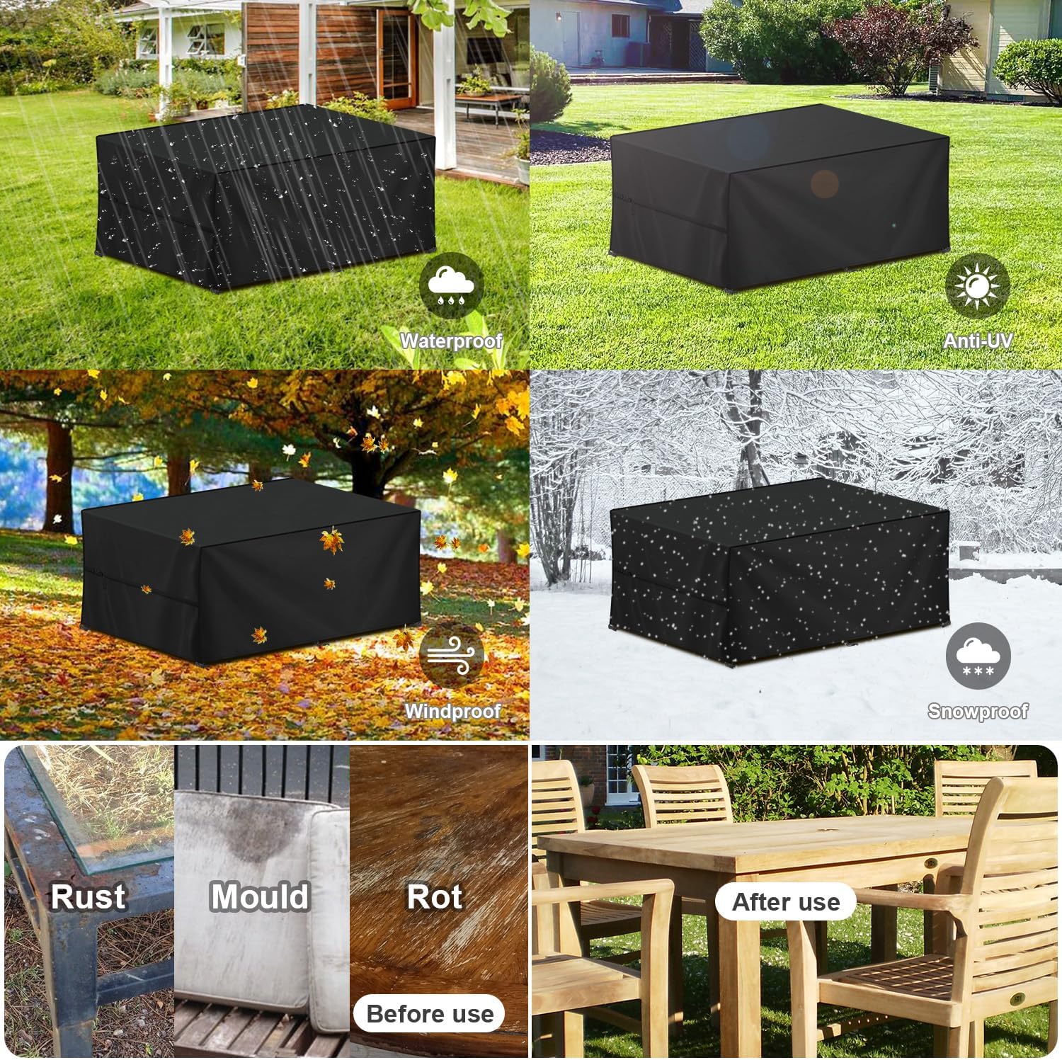 Thumbnail 4 de LAMUNI Funda Impermeable para Mesa de Jardín Rectangular ☔