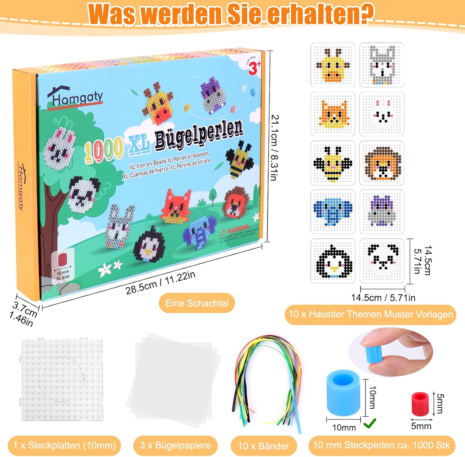 Detalle 2 de Homgaty Große 10mm Bügelperlen Tiere Set