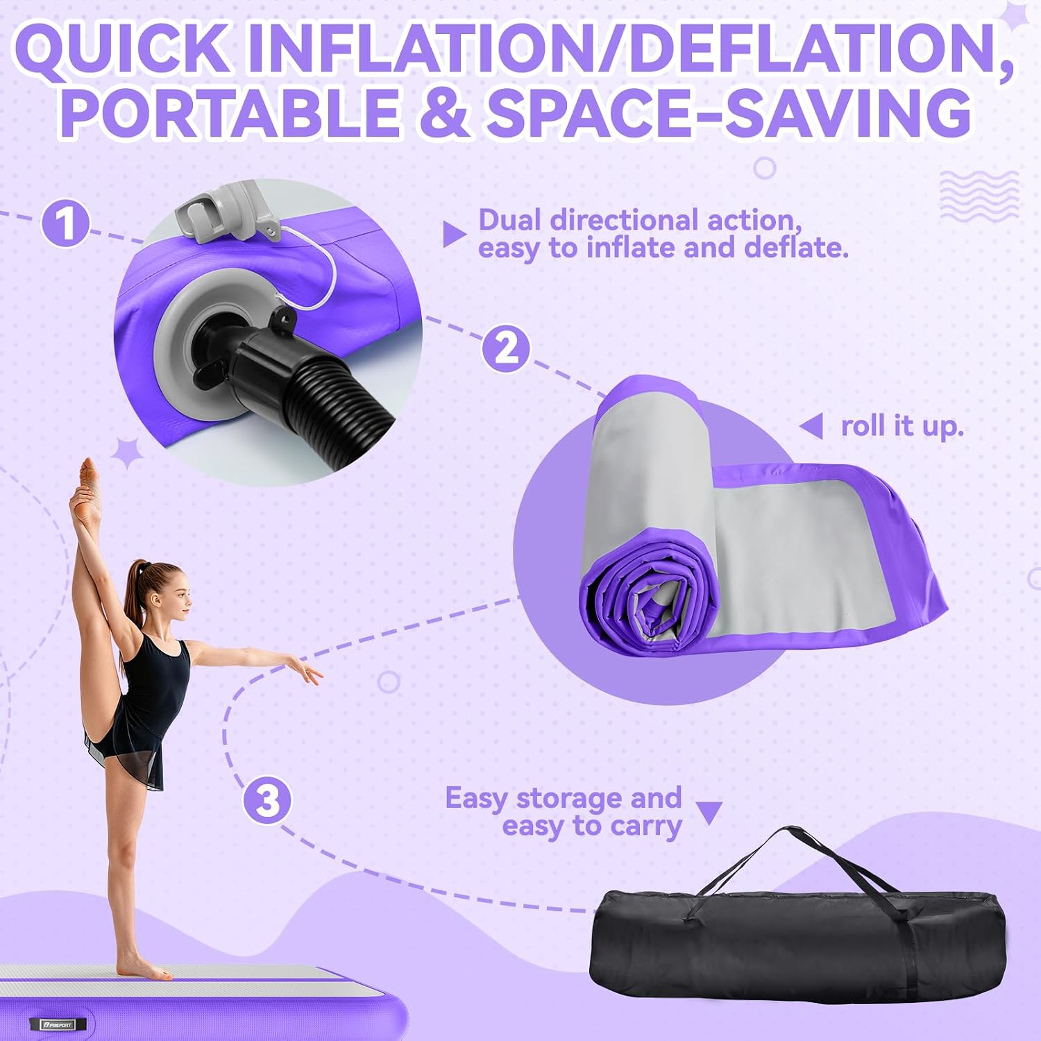 Detalle de FBSPORT Inflatable Gymnastics Mat 500D