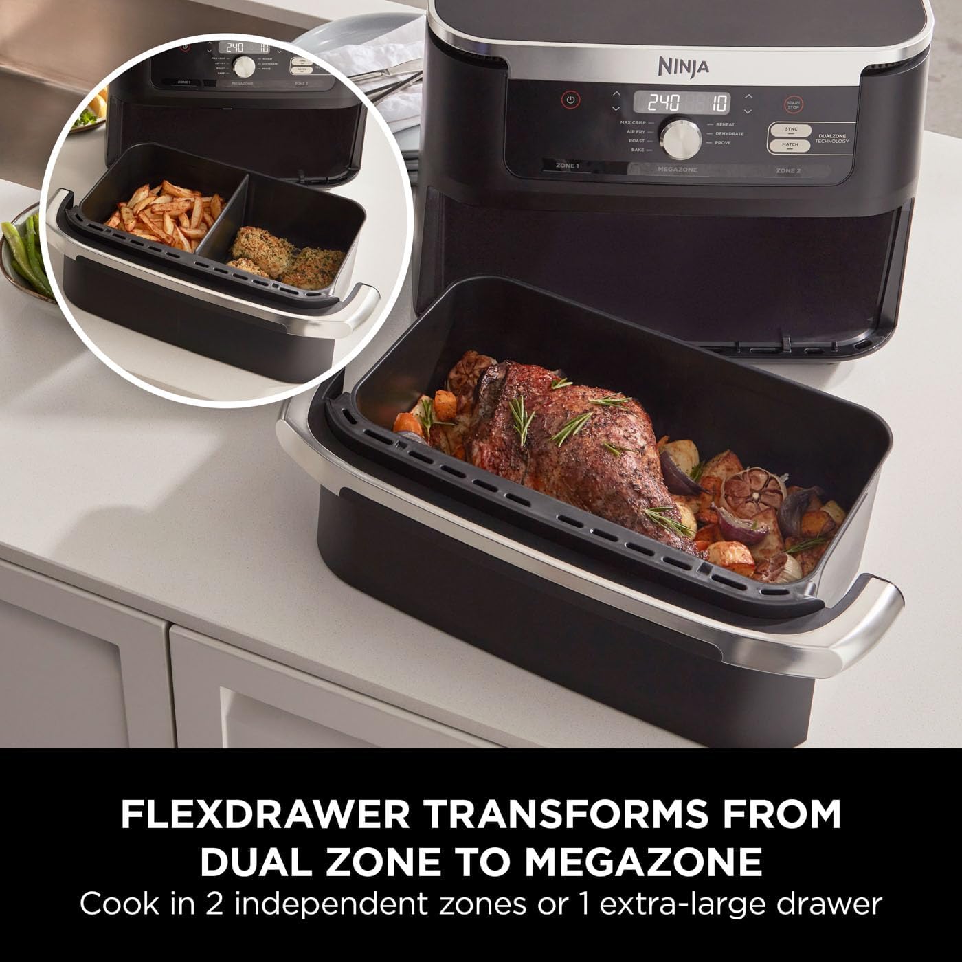 Detalle de Ninja Foodi AF500UK FlexDrawer 10.4L dual-zone air fryer
