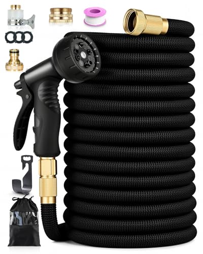 Detalle de Manguera Flexible Hingue 15 m Negro — Extensible, 3 capas de látex y boquilla 10 modos