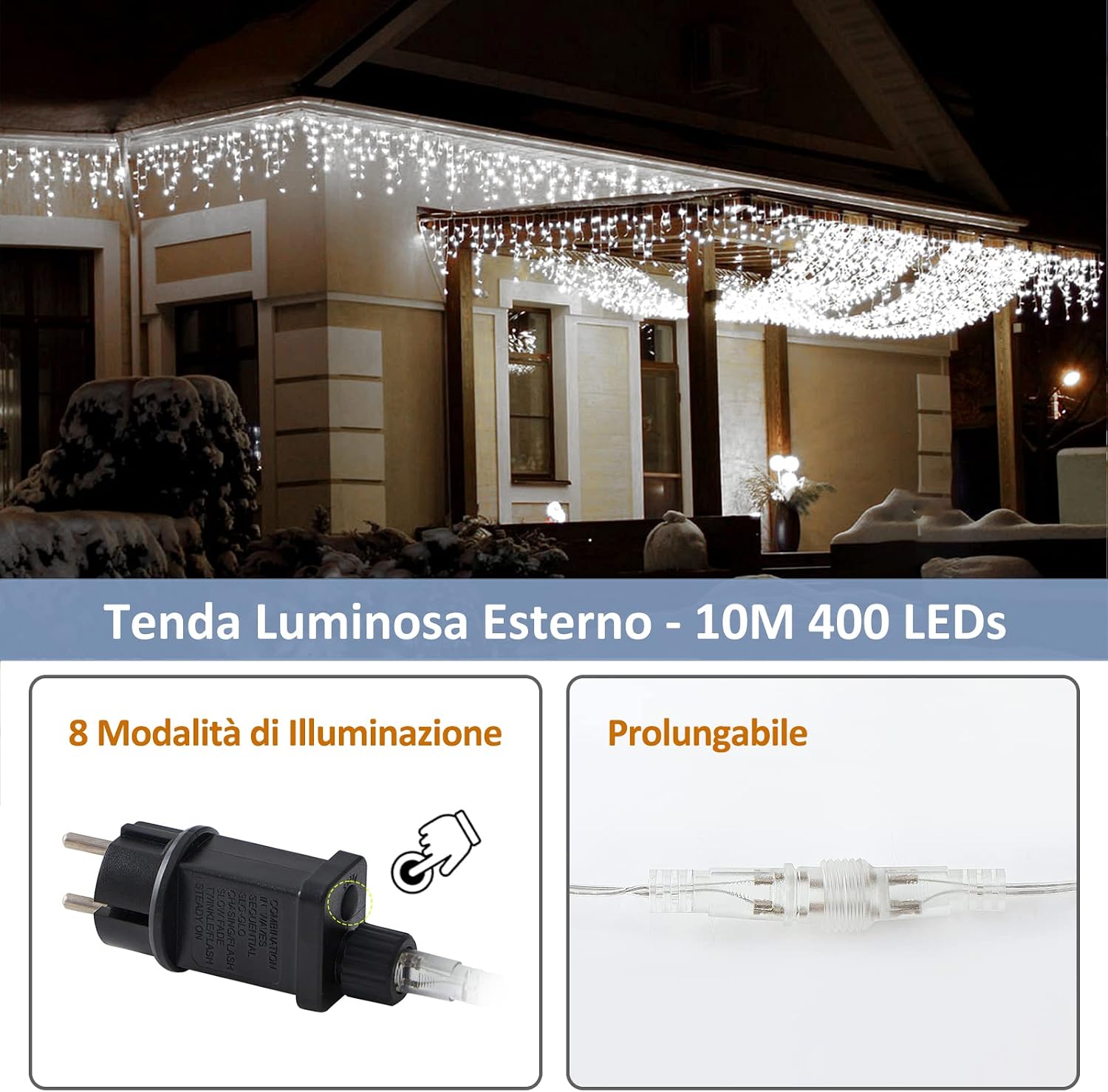 Thumbnail 4 de Zorela Luci Natale Cascata 10M 400 LED