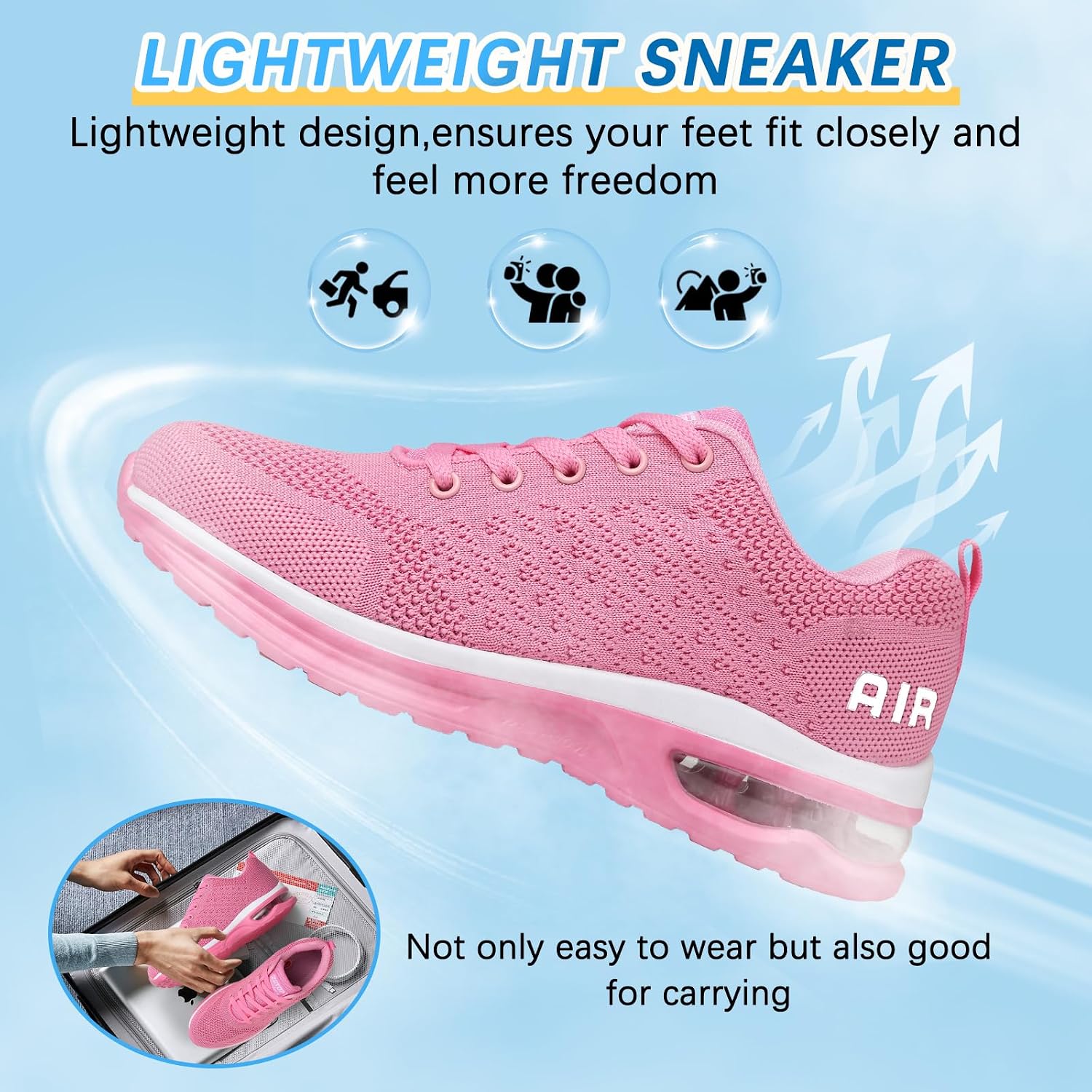 Thumbnail 2 de Women’s Running & Walking Trainers with Air Cushioning, Breathable Mesh and Non-Slip Sole