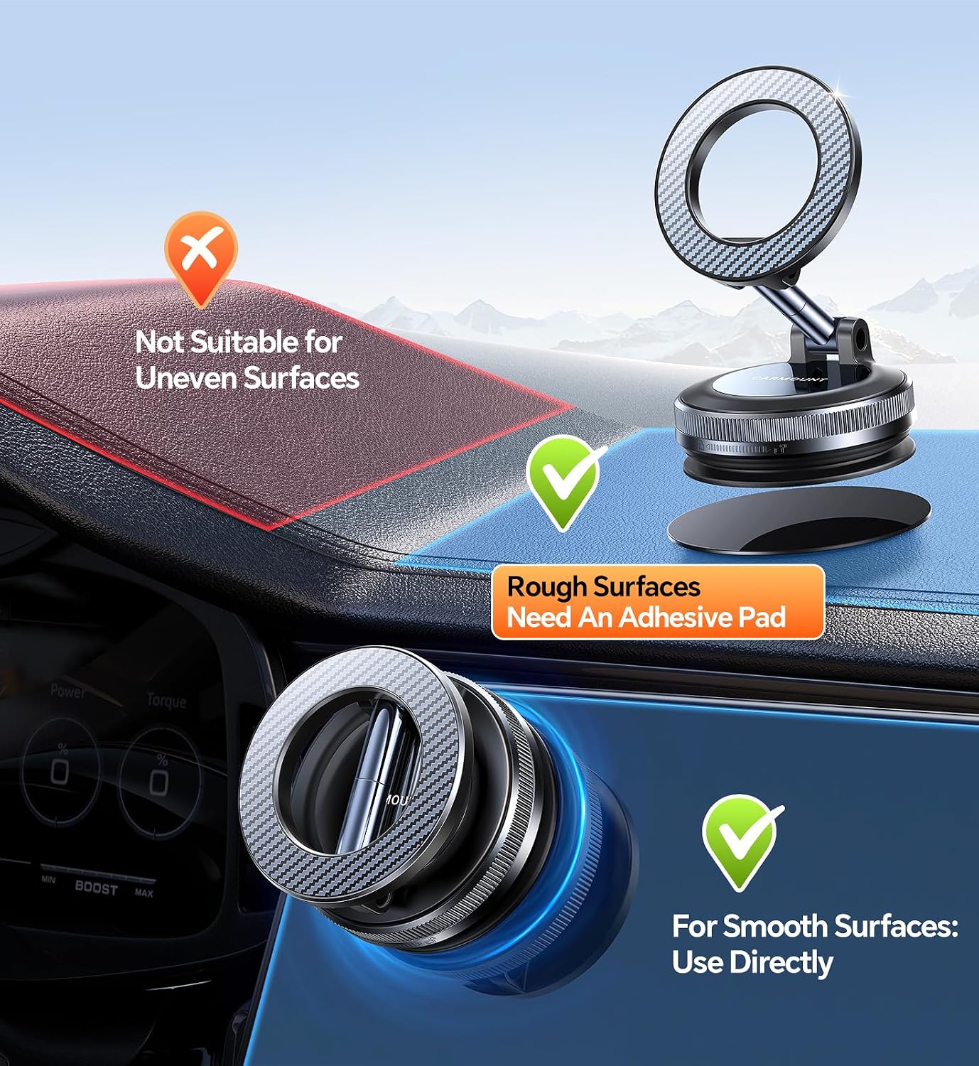 Thumbnail 6 de Coolpow Magnetic Car Phone Mount, Carbon Fiber