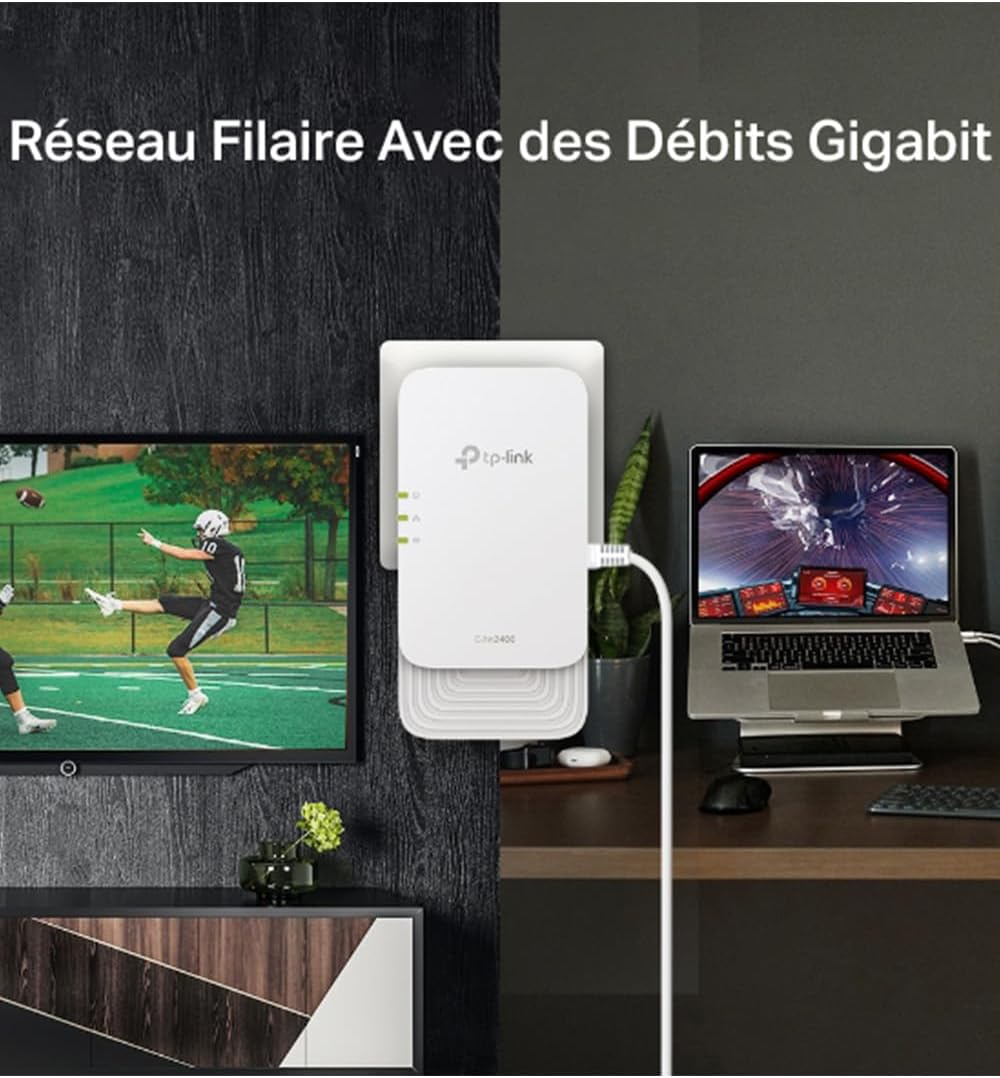 Thumbnail 4 de TP-Link CPL WiFi G.hn2440 (PGW2440 KIT) WiFi 6 AX1800 jusqu’à 1428 Mbps, prise intégrée Type F, compatible OneMesh