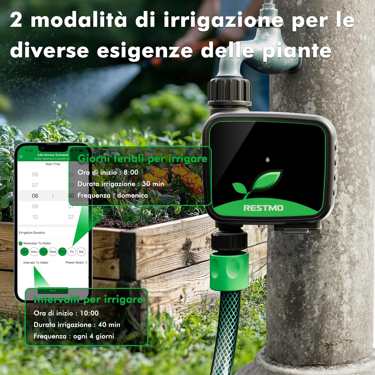 Detalle de RESTMO Timer irrigazione WiFi programmabile 1 zona