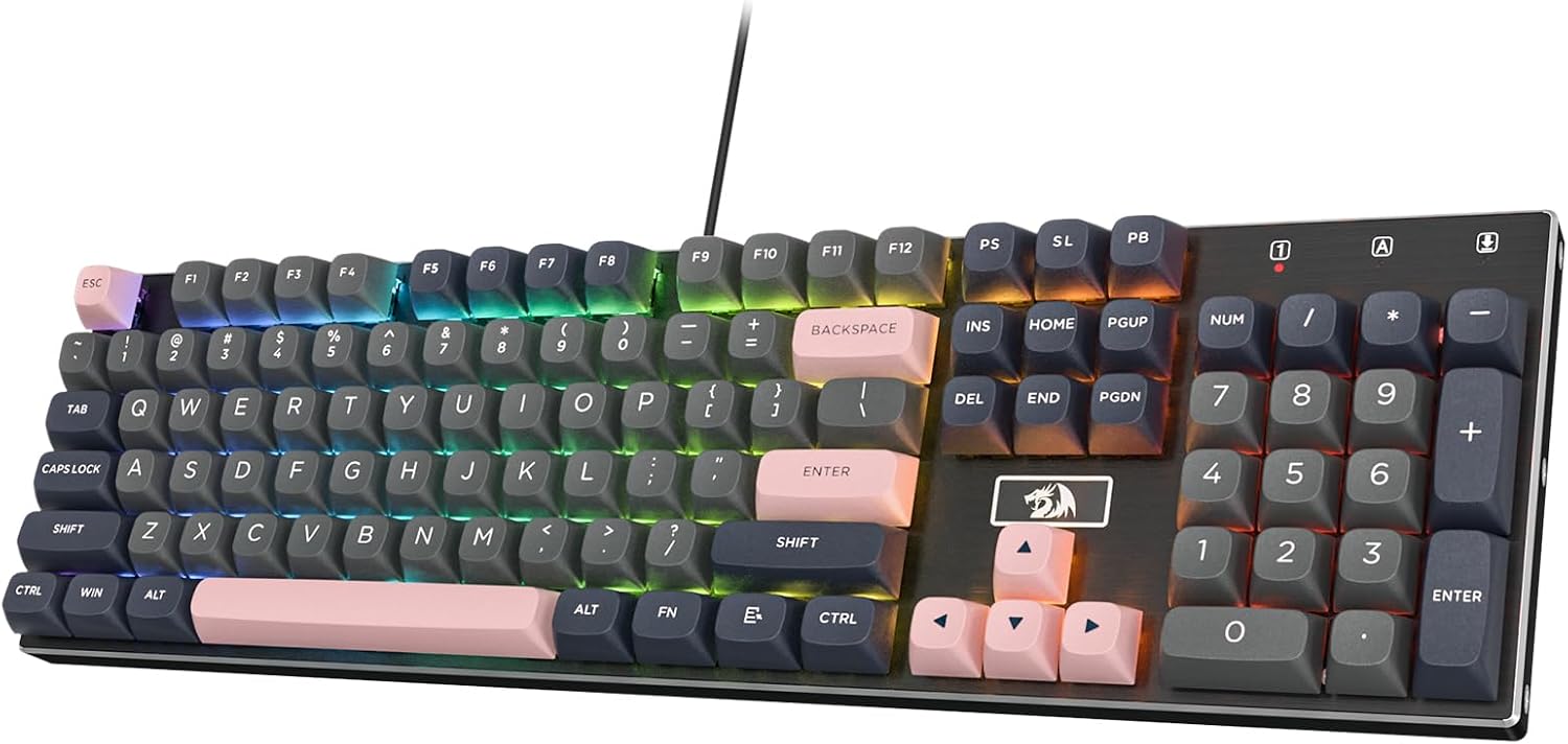Detalle de Redragon K556 SE: Kabelgebundene Gaming-Tastatur mit Hot-Swap, Aluminiumplatte und PBT-Tasten