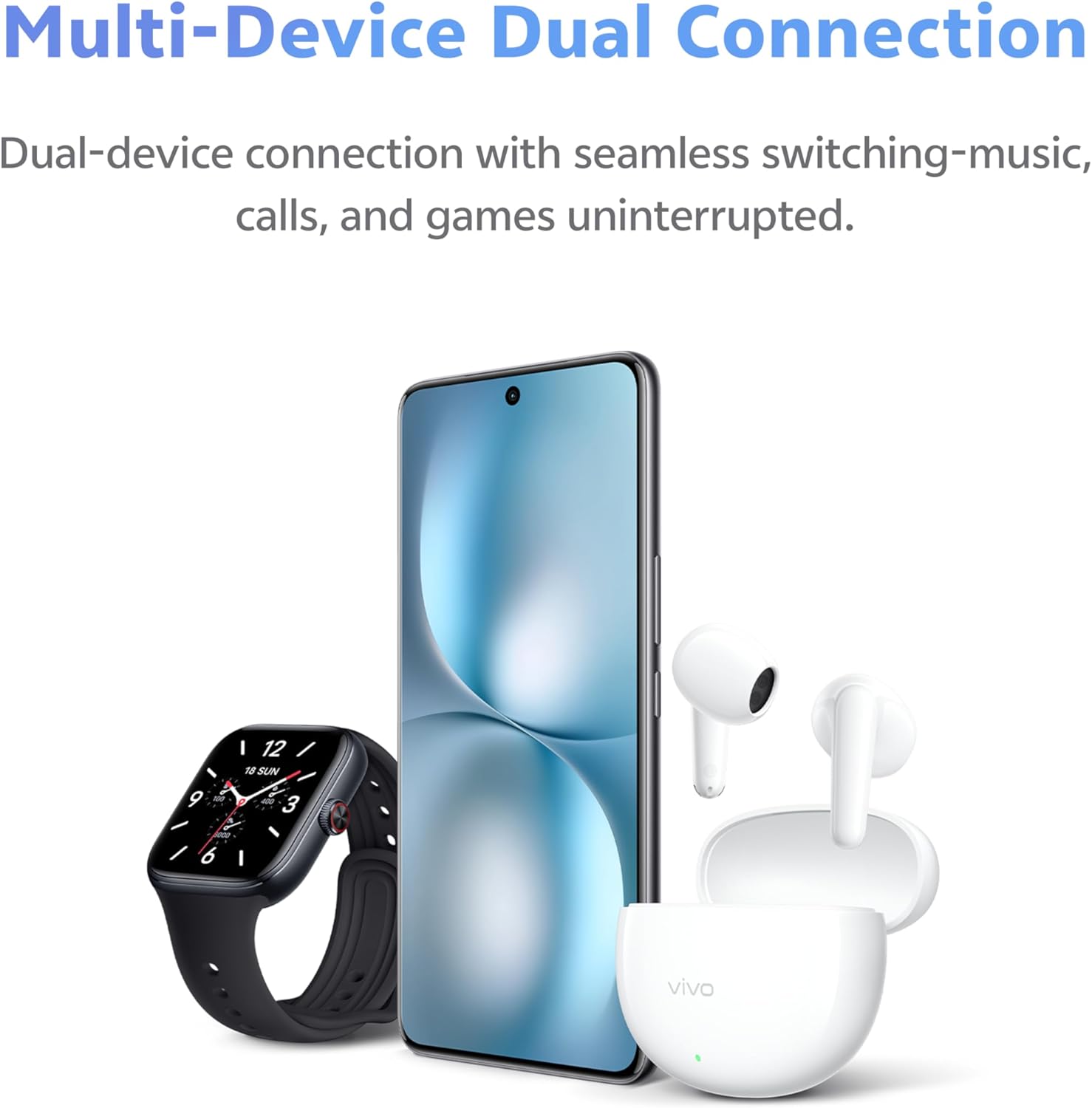 Detalle de vivo Buds Air3 – Kabellose Kopfhörer mit ultralanger Laufzeit, AI-Geräuschunterdrückung und IP54