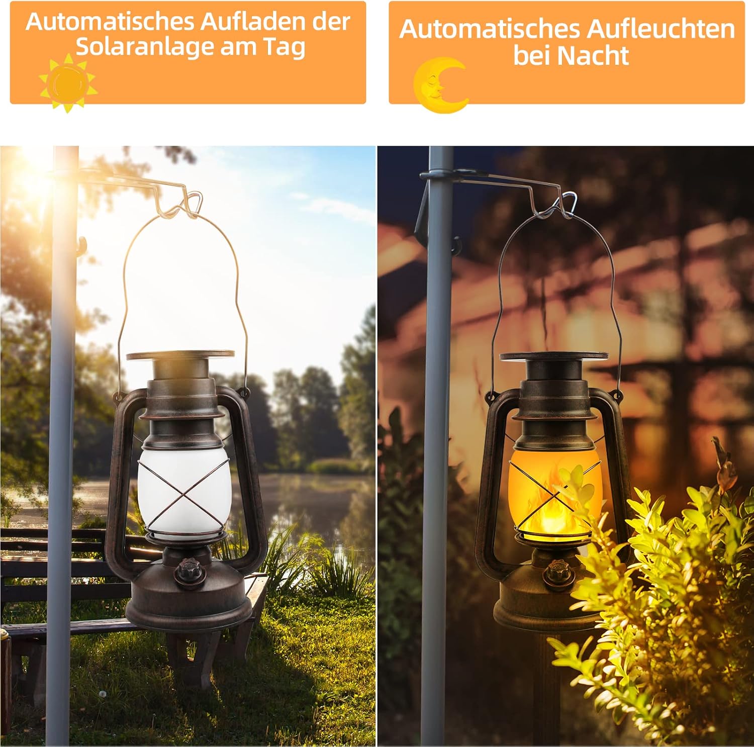 Detalle 2 de KINGLEAD Vintage Solar-Laterne – Laternen außen