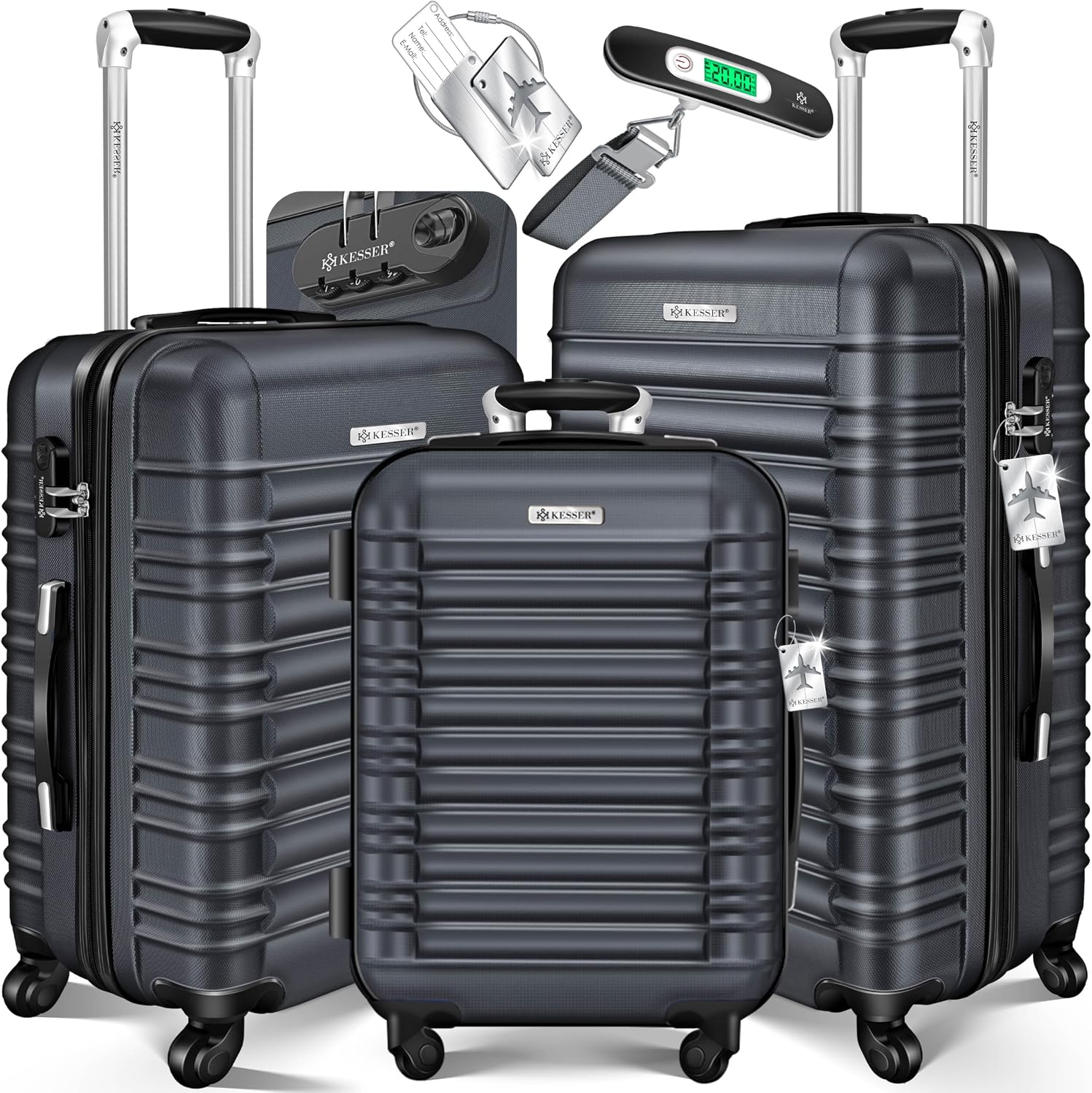 Detalle de KESSER® 3tlg. Hartschalenkofferset 55/84/120 L